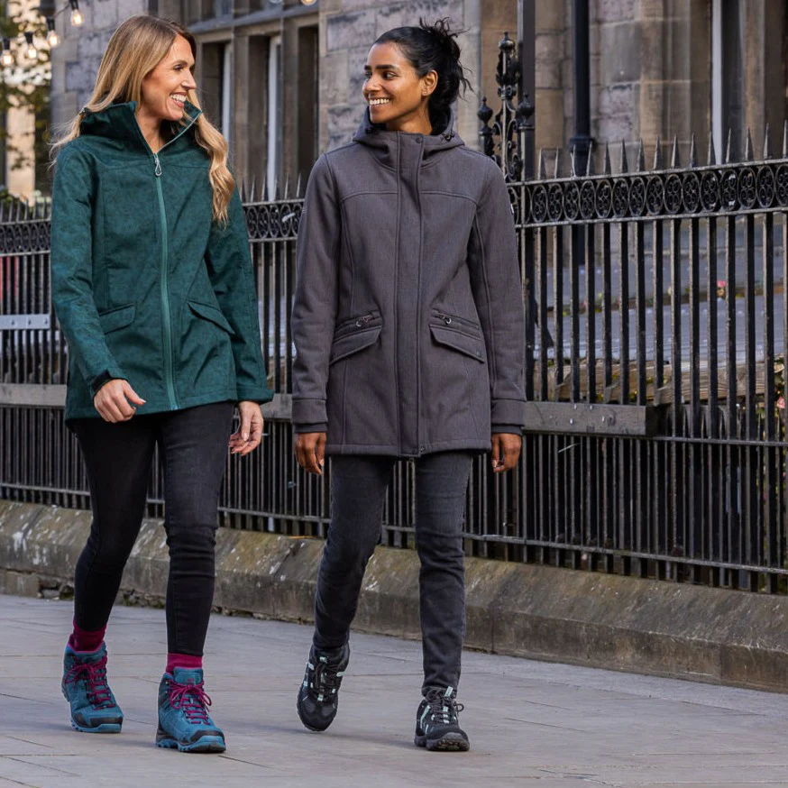 Anza Women's Longer Soft Shell Jacket in Dark Grey Marl - Image 2