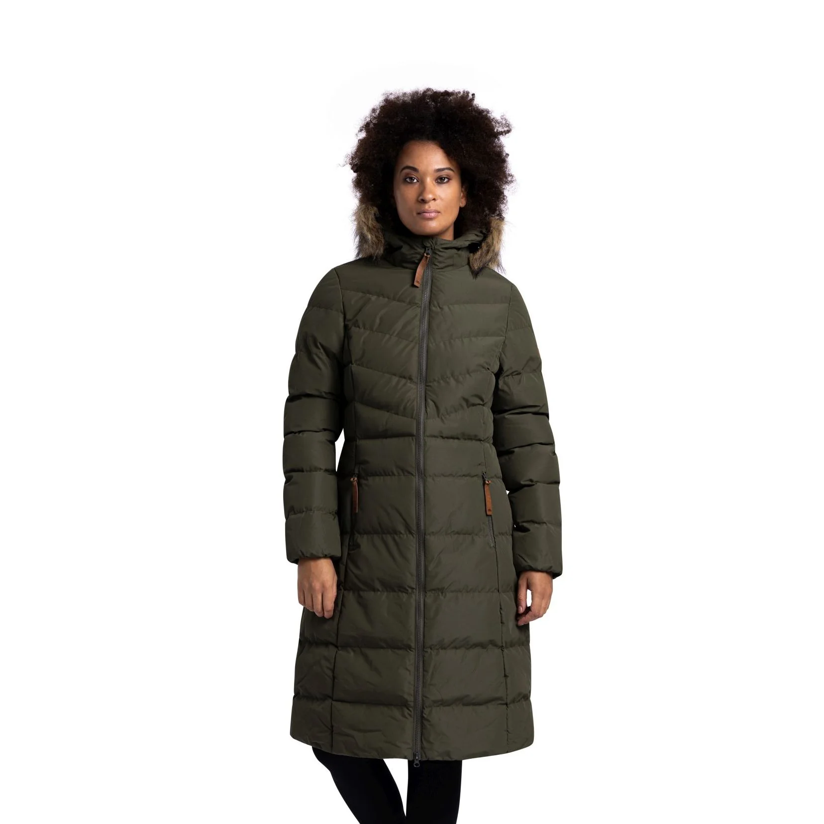 Audrey Women’s Quilted Padded Long Jacket – Dark Vine - Image 3