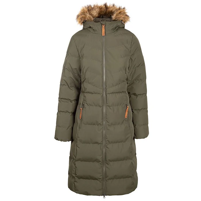 Audrey Women’s Quilted Padded Long Jacket – Dark Vine - Image 4