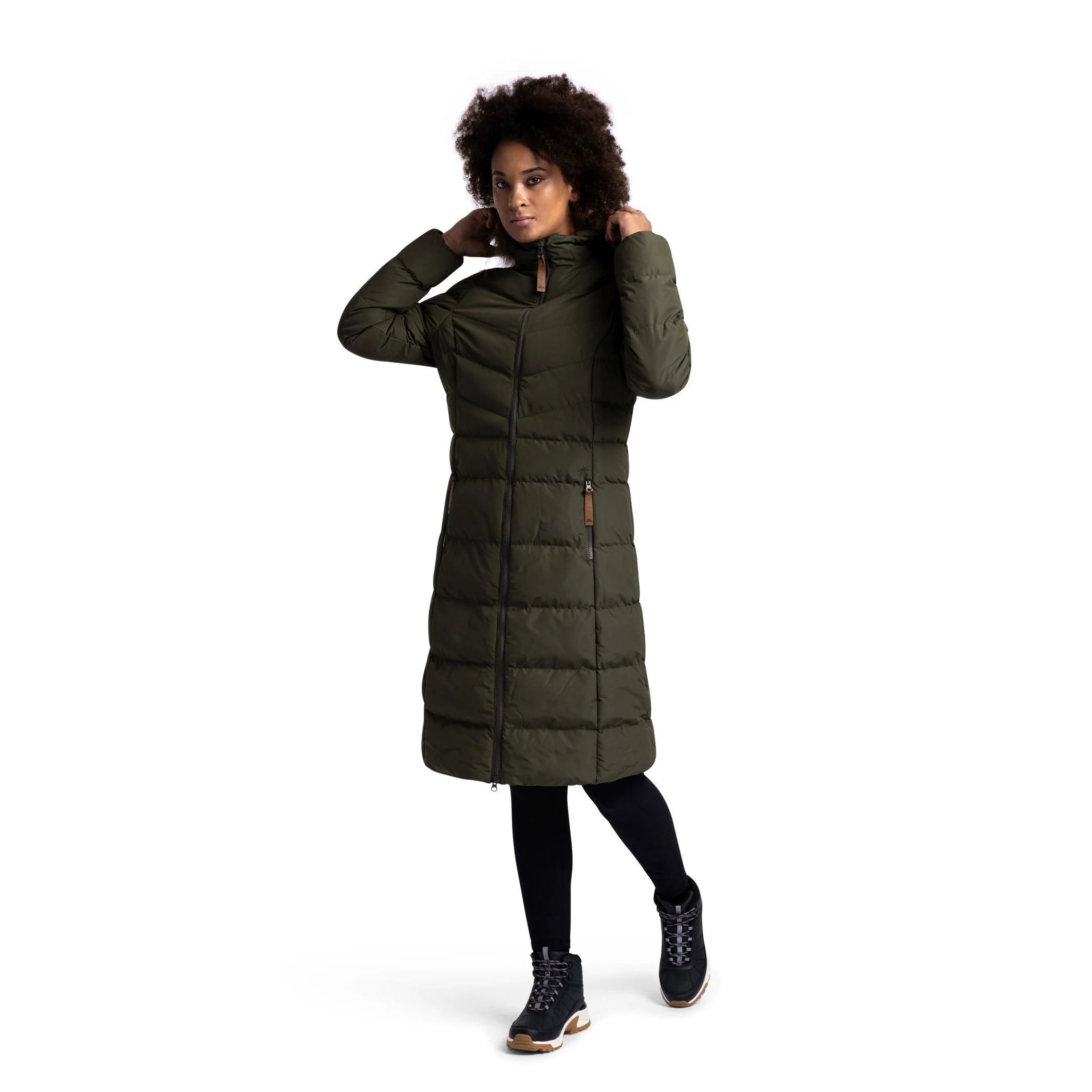 Audrey Women’s Quilted Padded Long Jacket – Dark Vine - Image 5