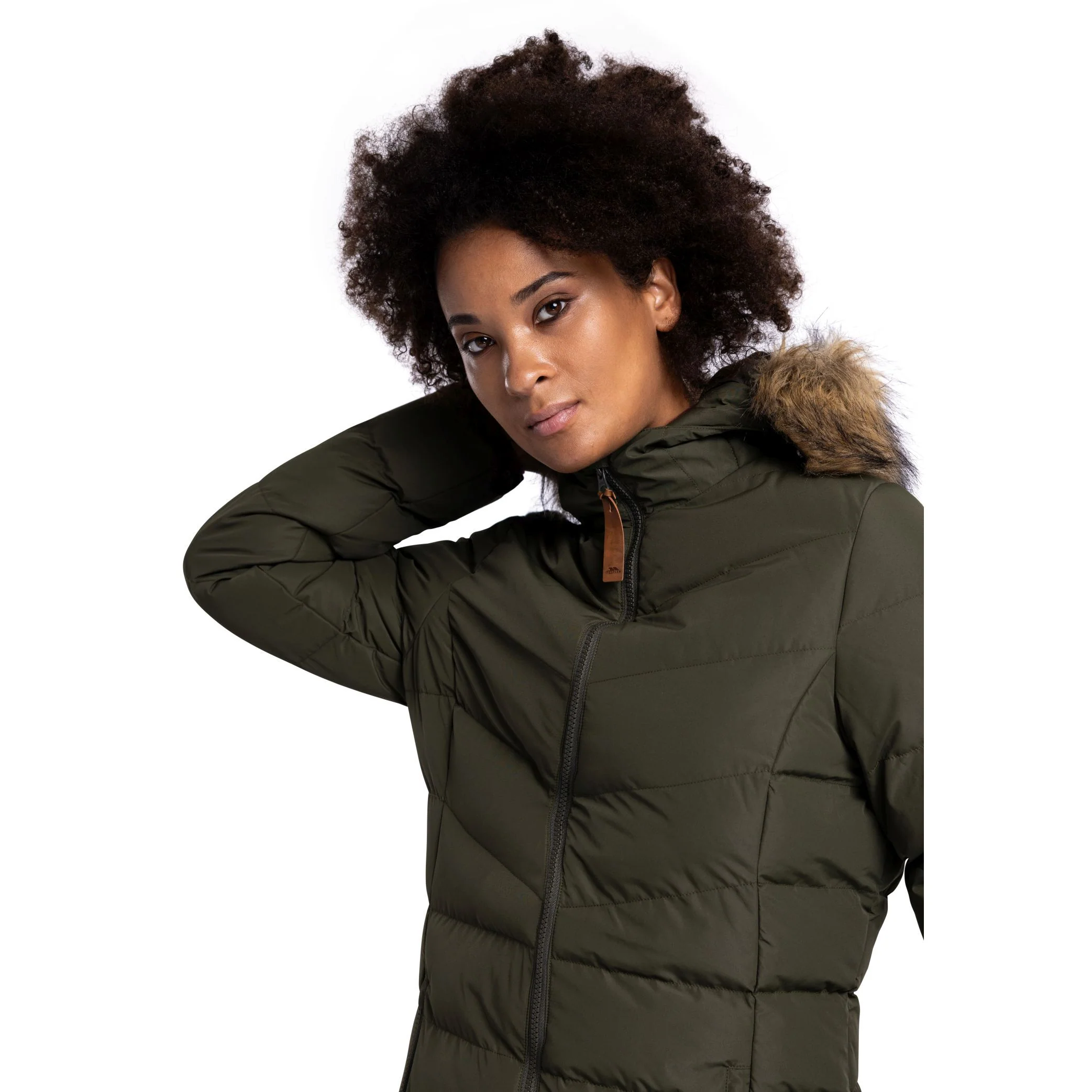 Audrey Women’s Quilted Padded Long Jacket – Dark Vine - Image 7
