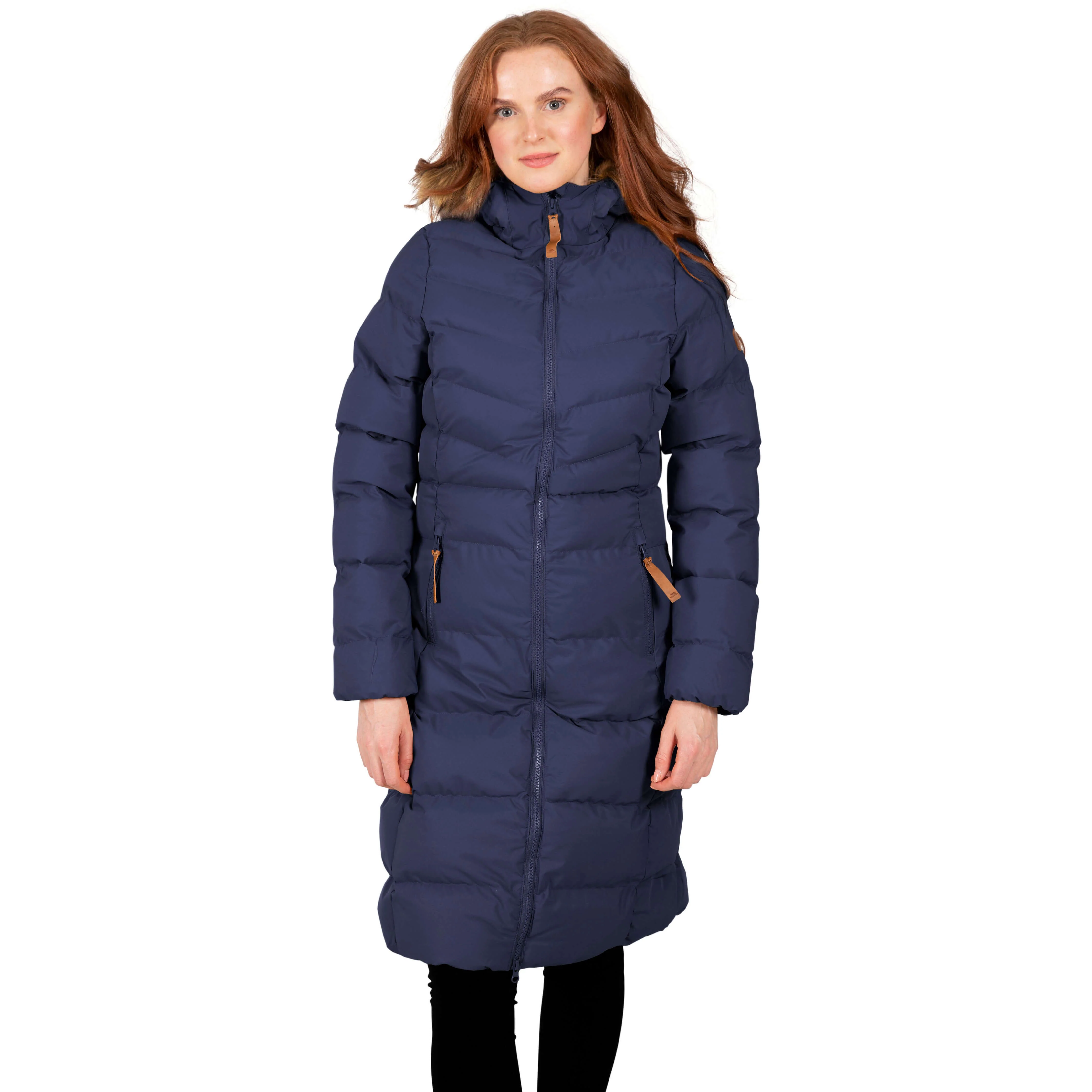 Audrey Women’s Quilted Padded Long Jacket – Navy