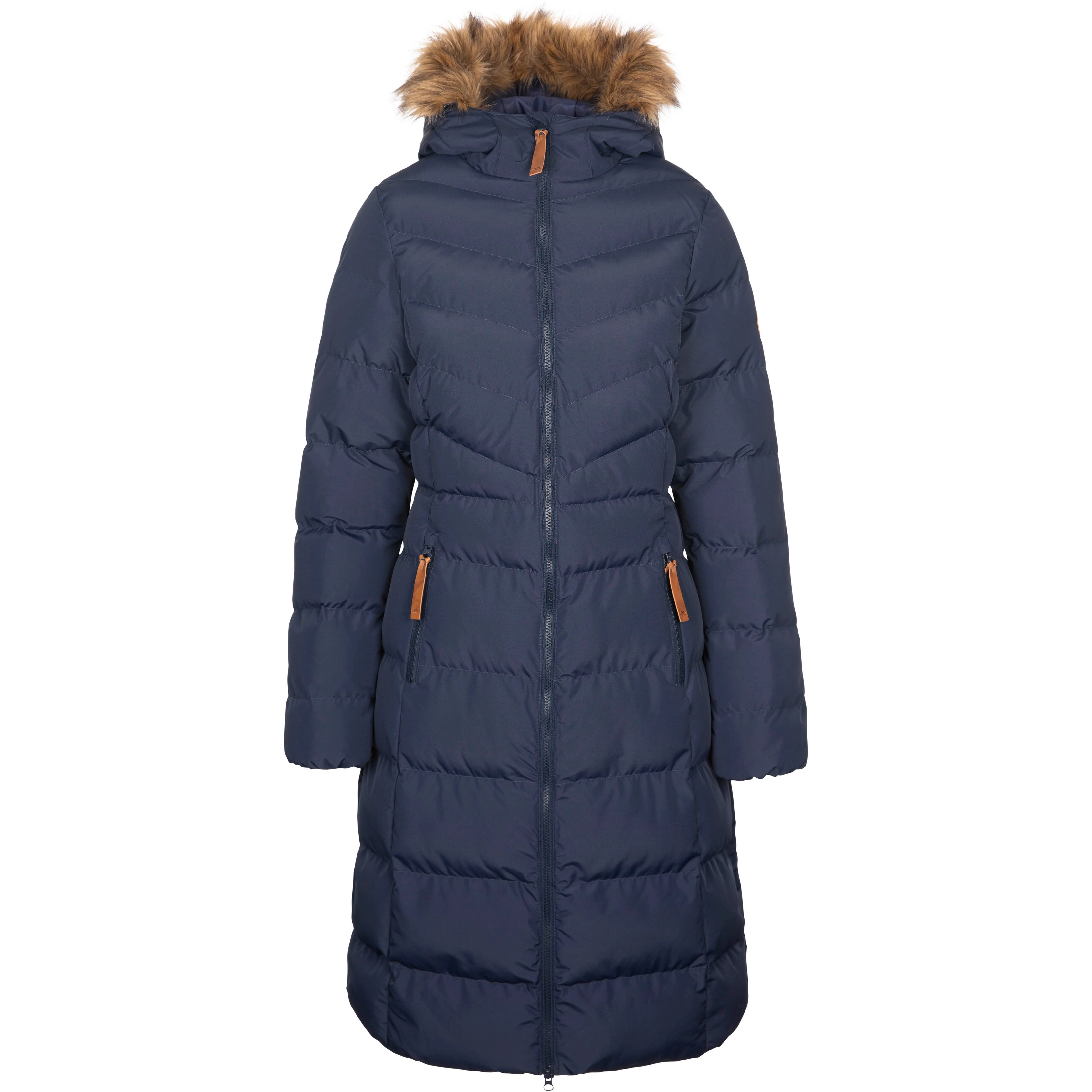 Audrey Women’s Quilted Padded Long Jacket – Navy - Image 2