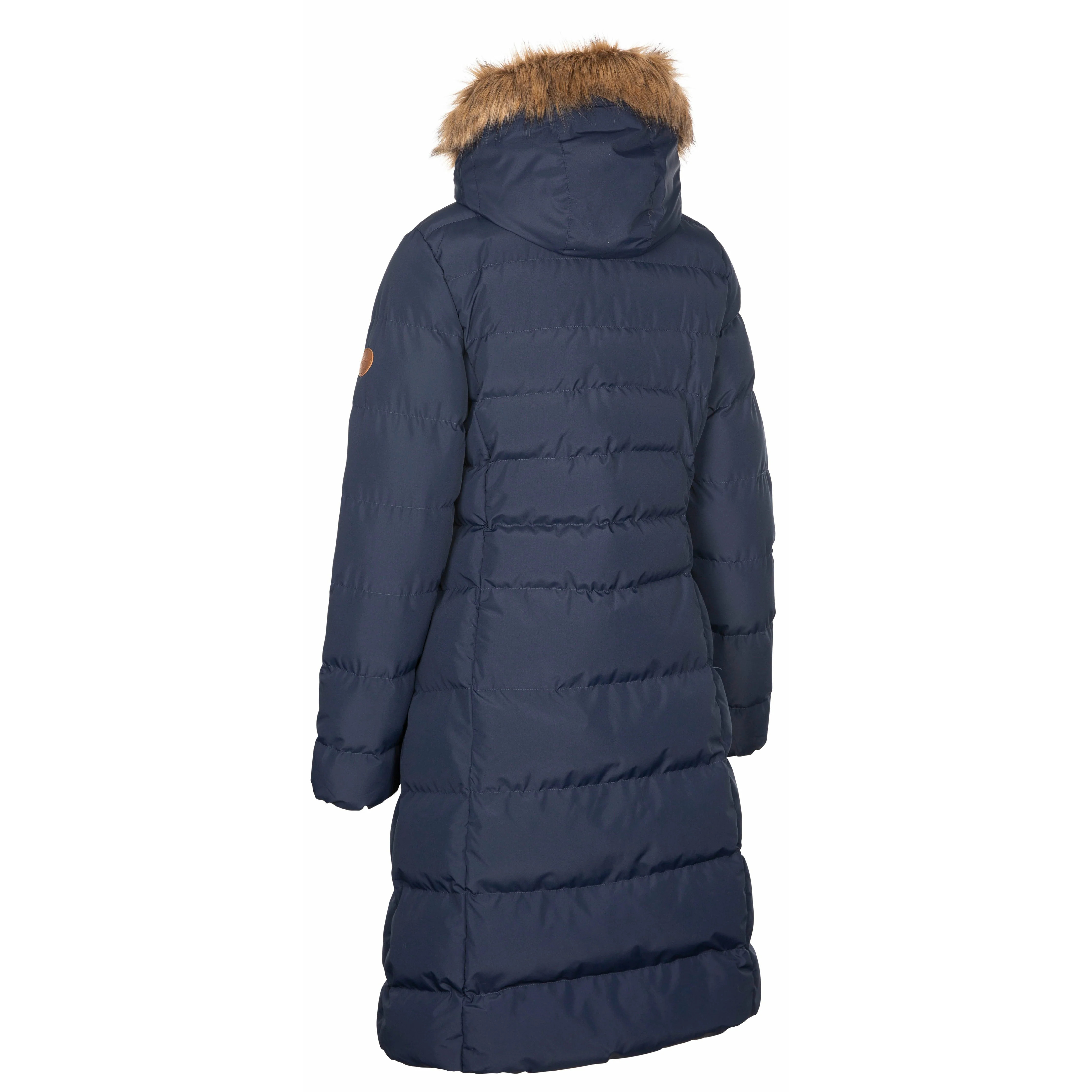 Audrey Women’s Quilted Padded Long Jacket – Navy - Image 3