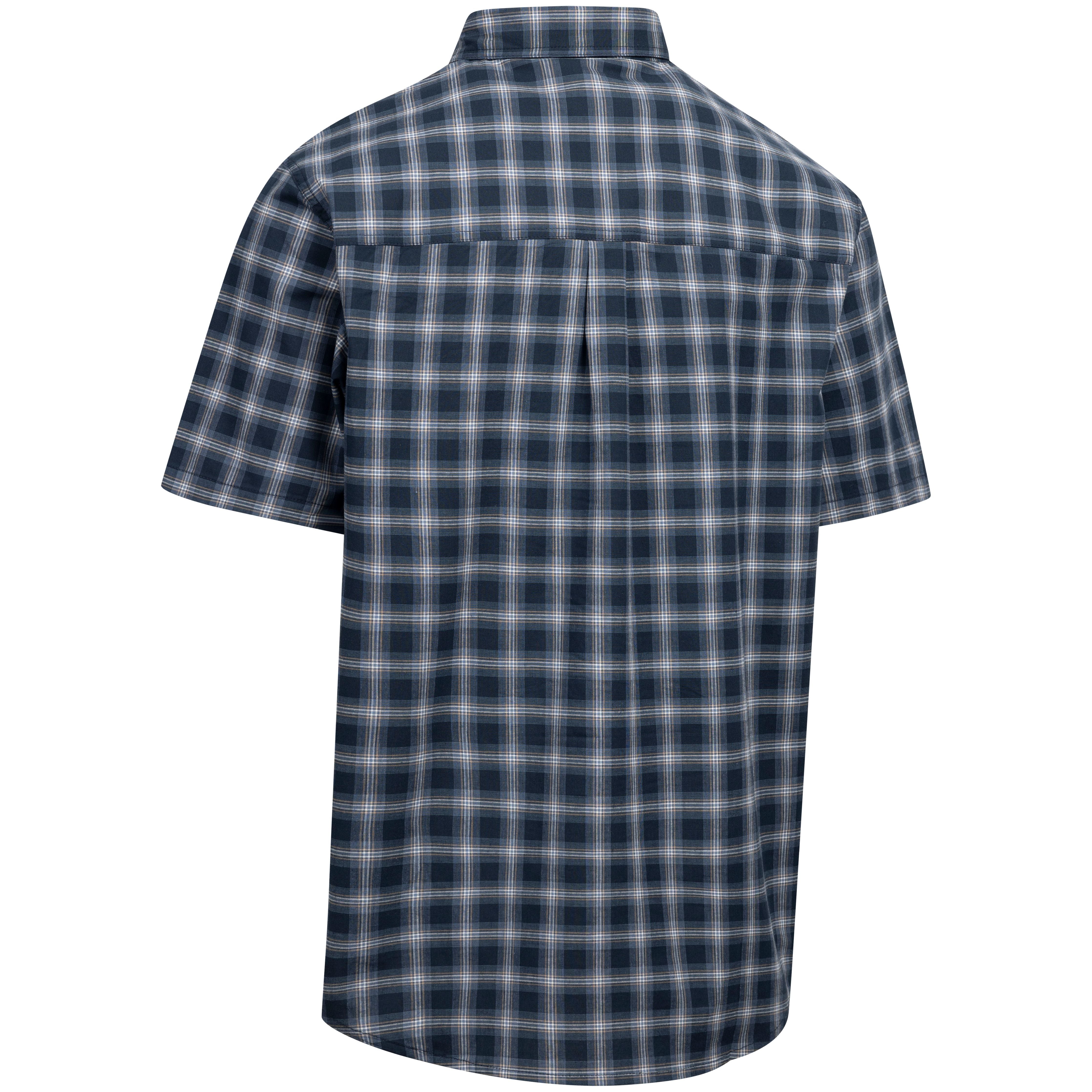 Barry Mens Casual Short Sleeve Shirt in Navy Check - Image 4