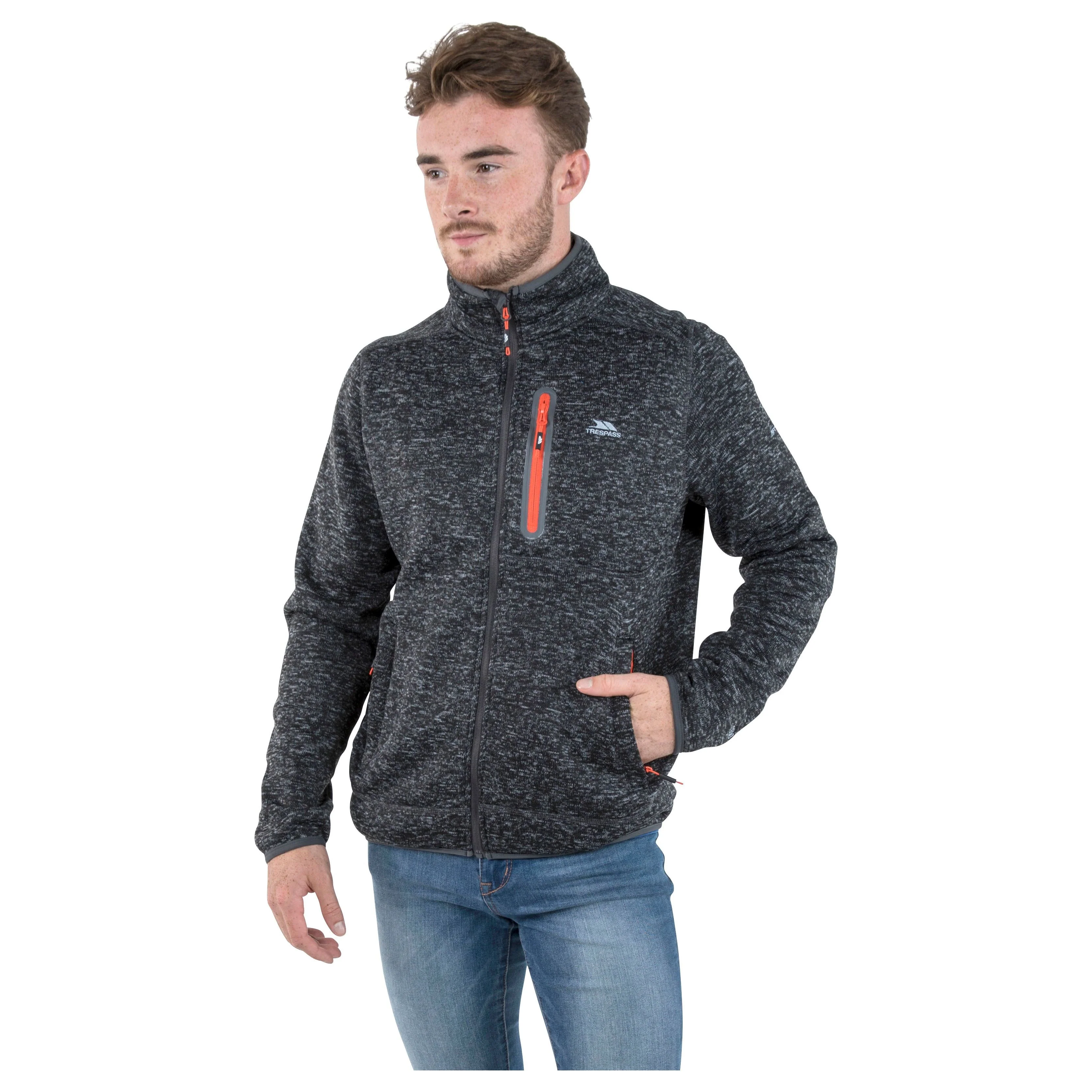 Bingham Men's Fleece Jacket in Black Marl - Image 3