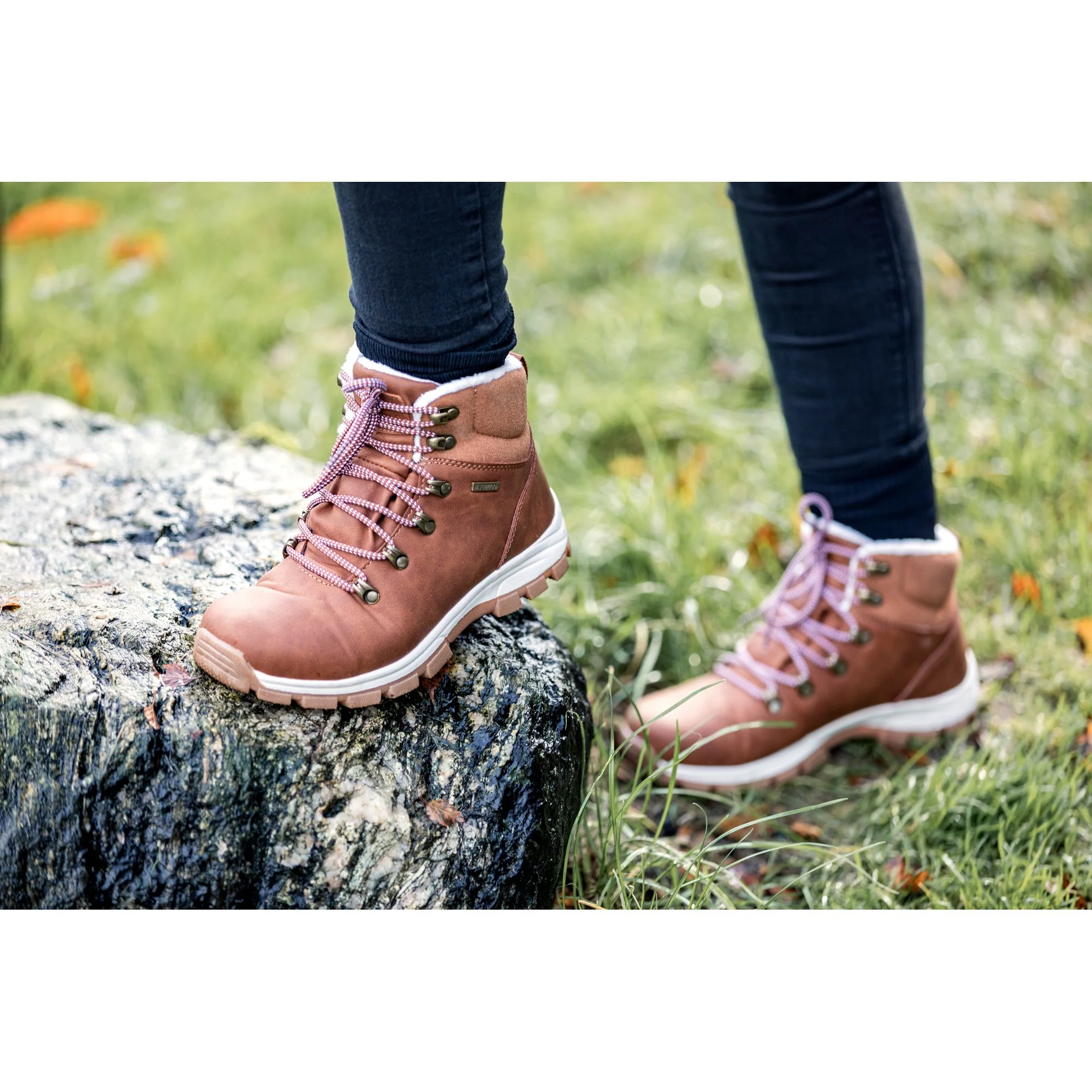 Blair Womens Waterproof Hiking Boots in Light Brown - Image 2