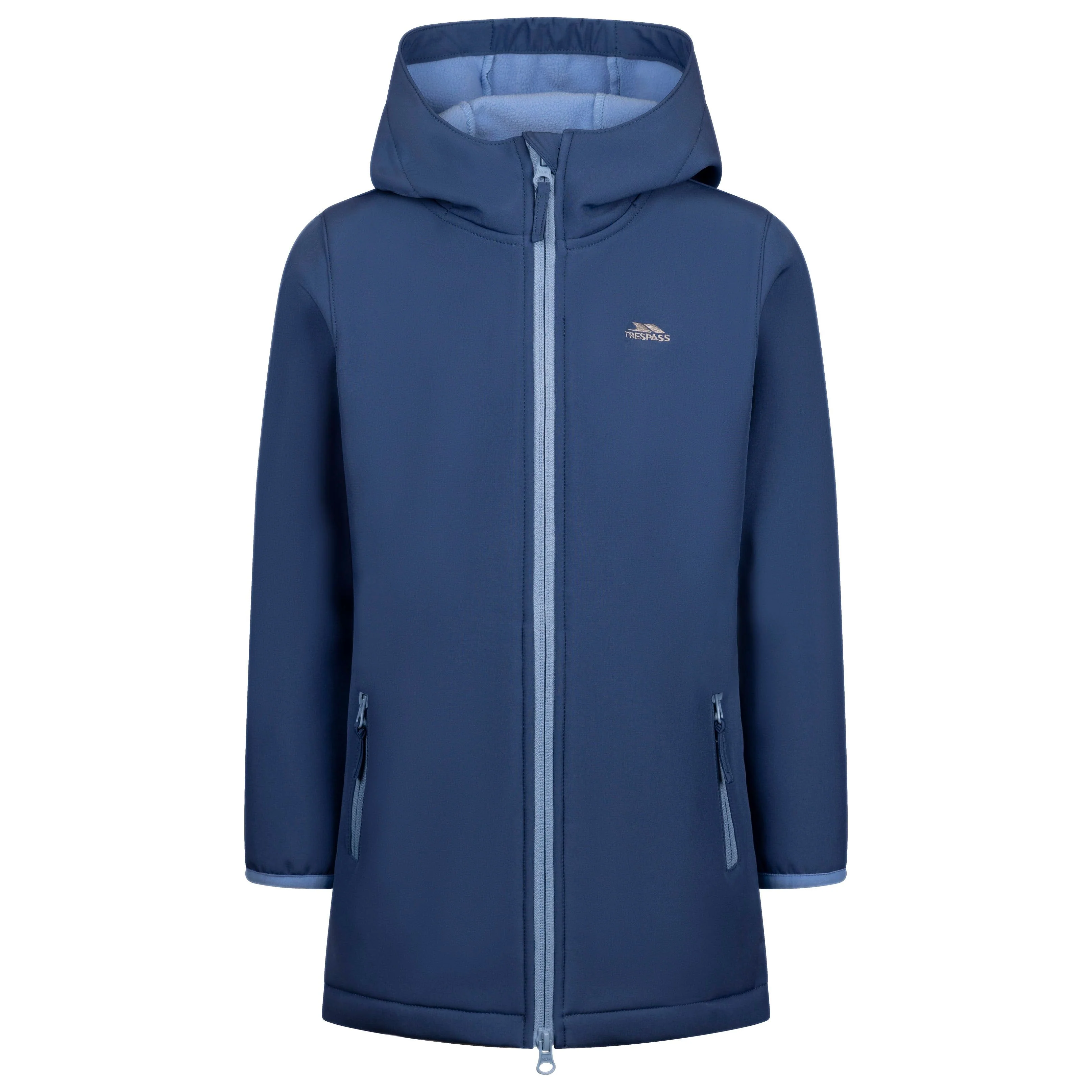 Brennagh Girls Longer Length Softshell Jacket in Blue Tone - Image 2