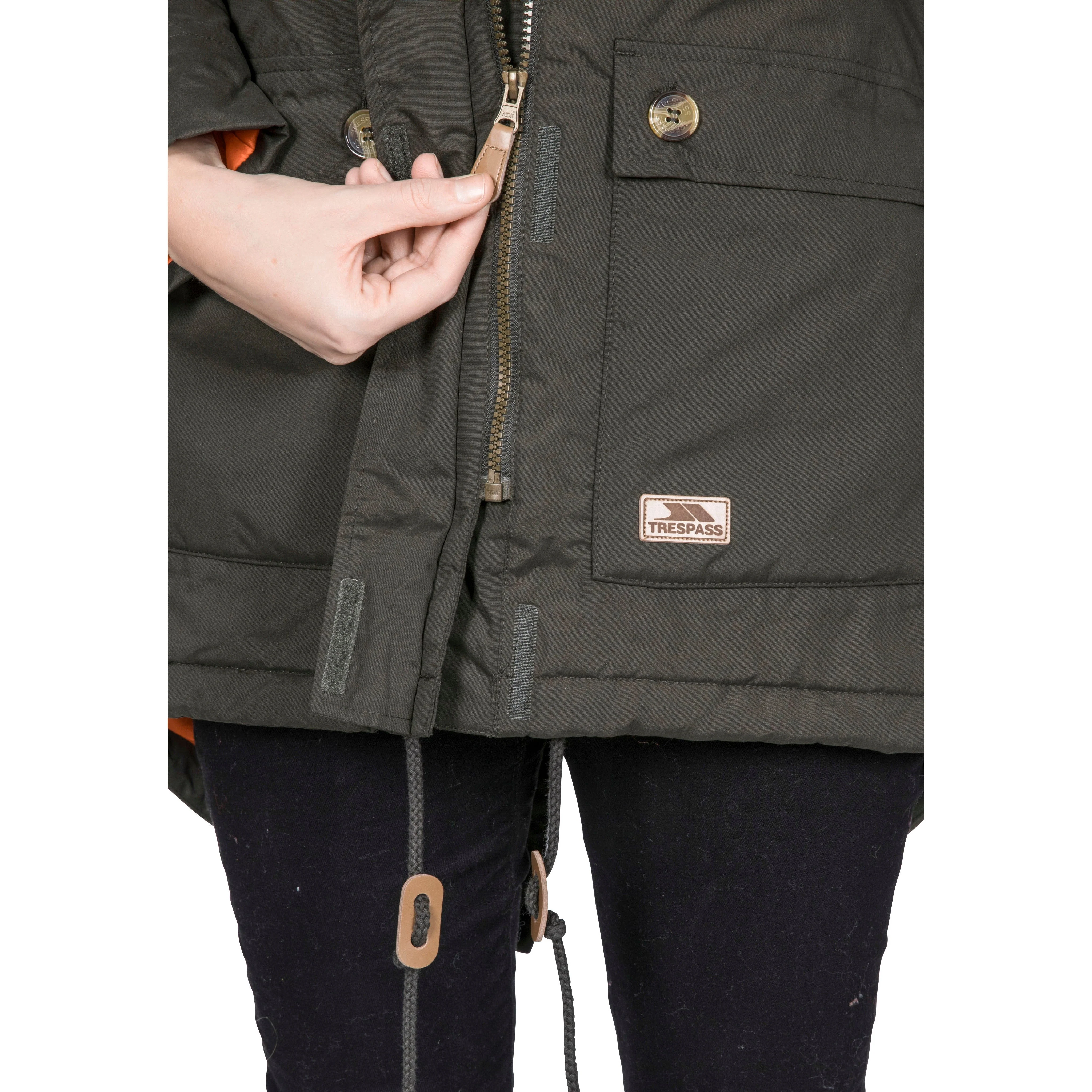 Clea Womens Waterproof Padded Parka Jacket in Khaki - Image 15