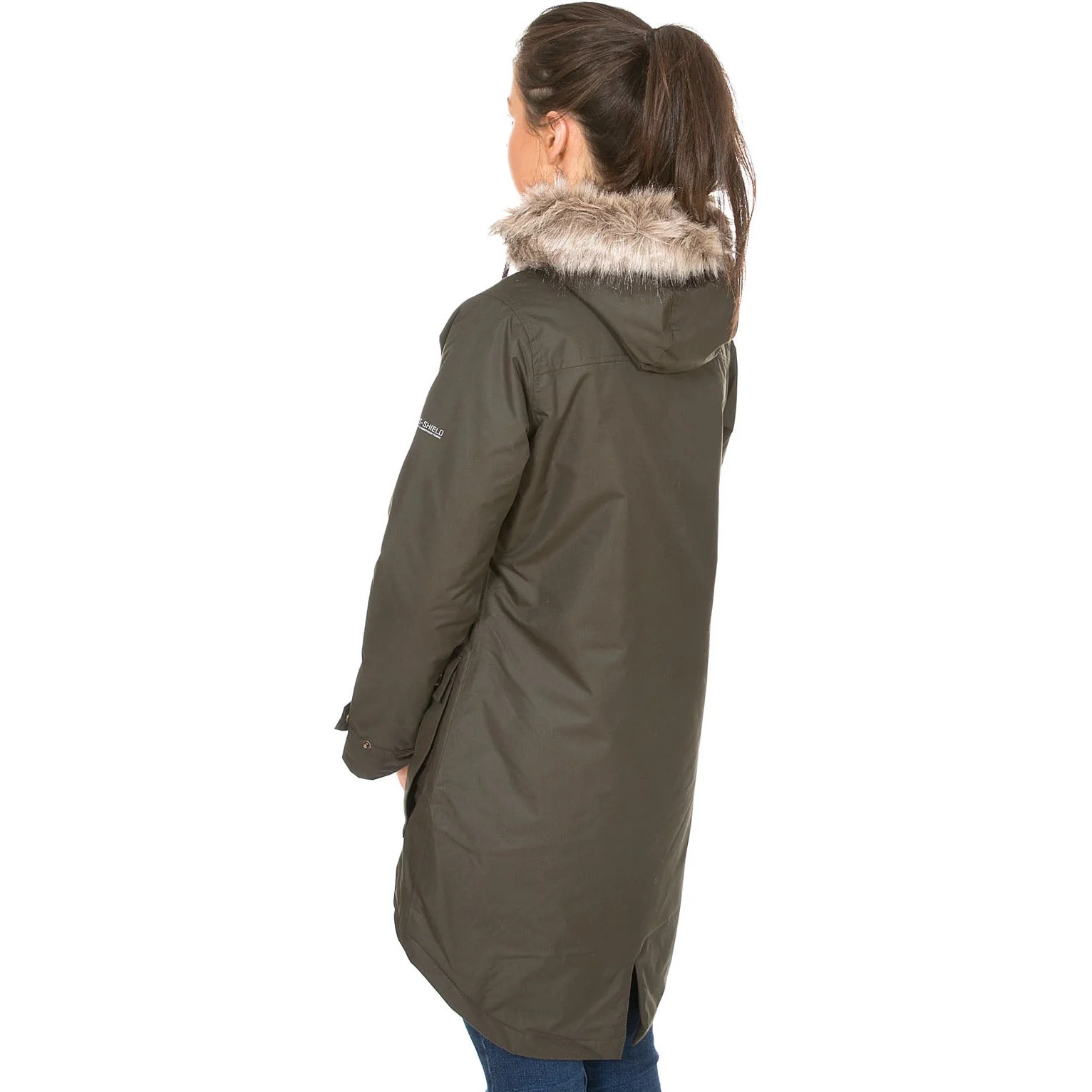 Clea Womens Waterproof Padded Parka Jacket in Khaki - Image 16