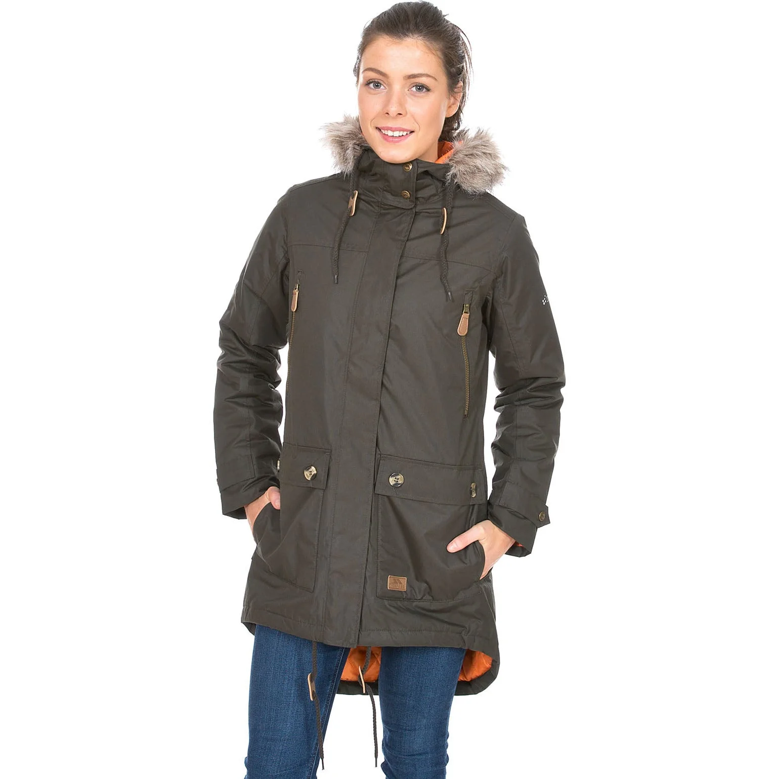 Clea Womens Waterproof Padded Parka Jacket in Khaki - Image 17
