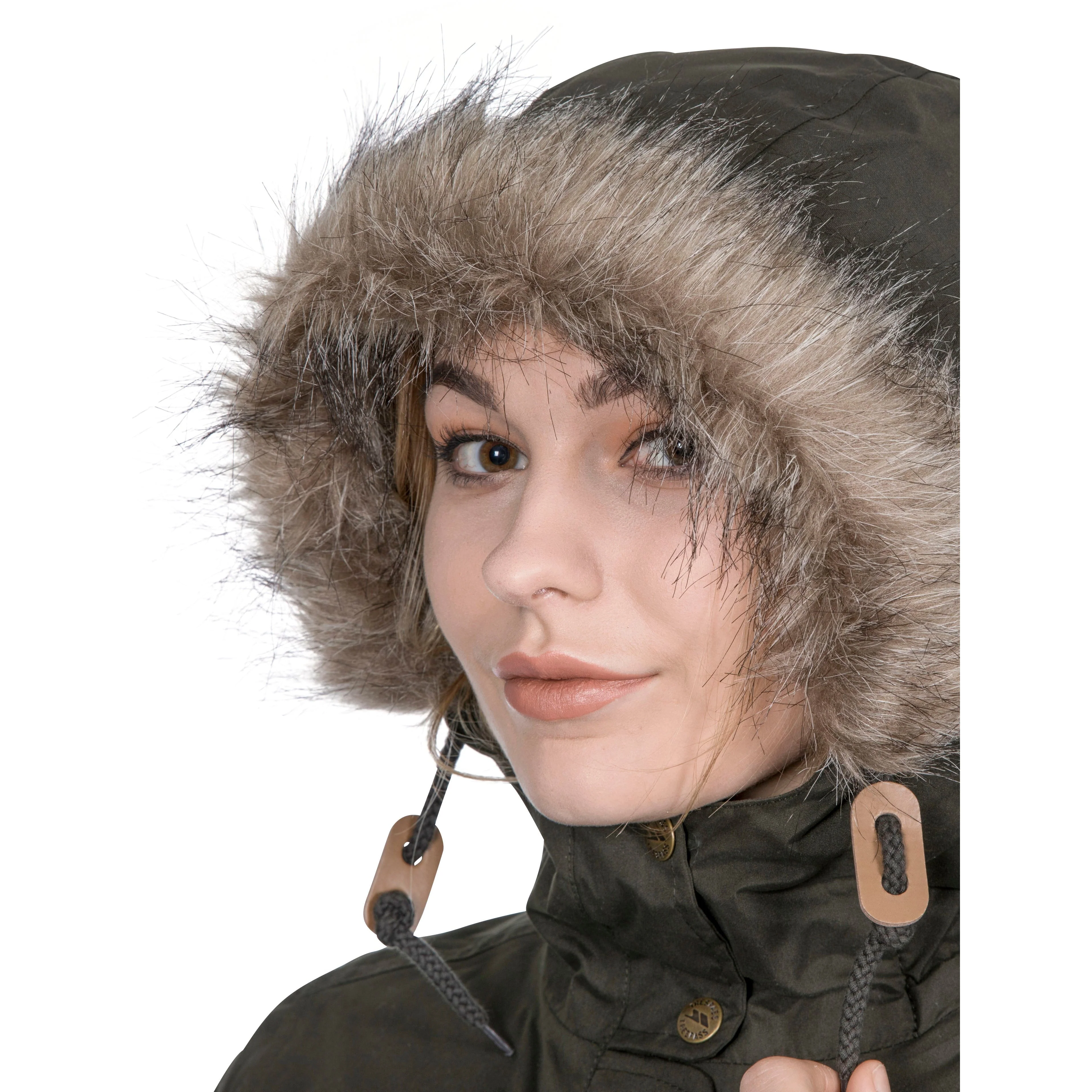 Clea Womens Waterproof Padded Parka Jacket in Khaki - Image 9