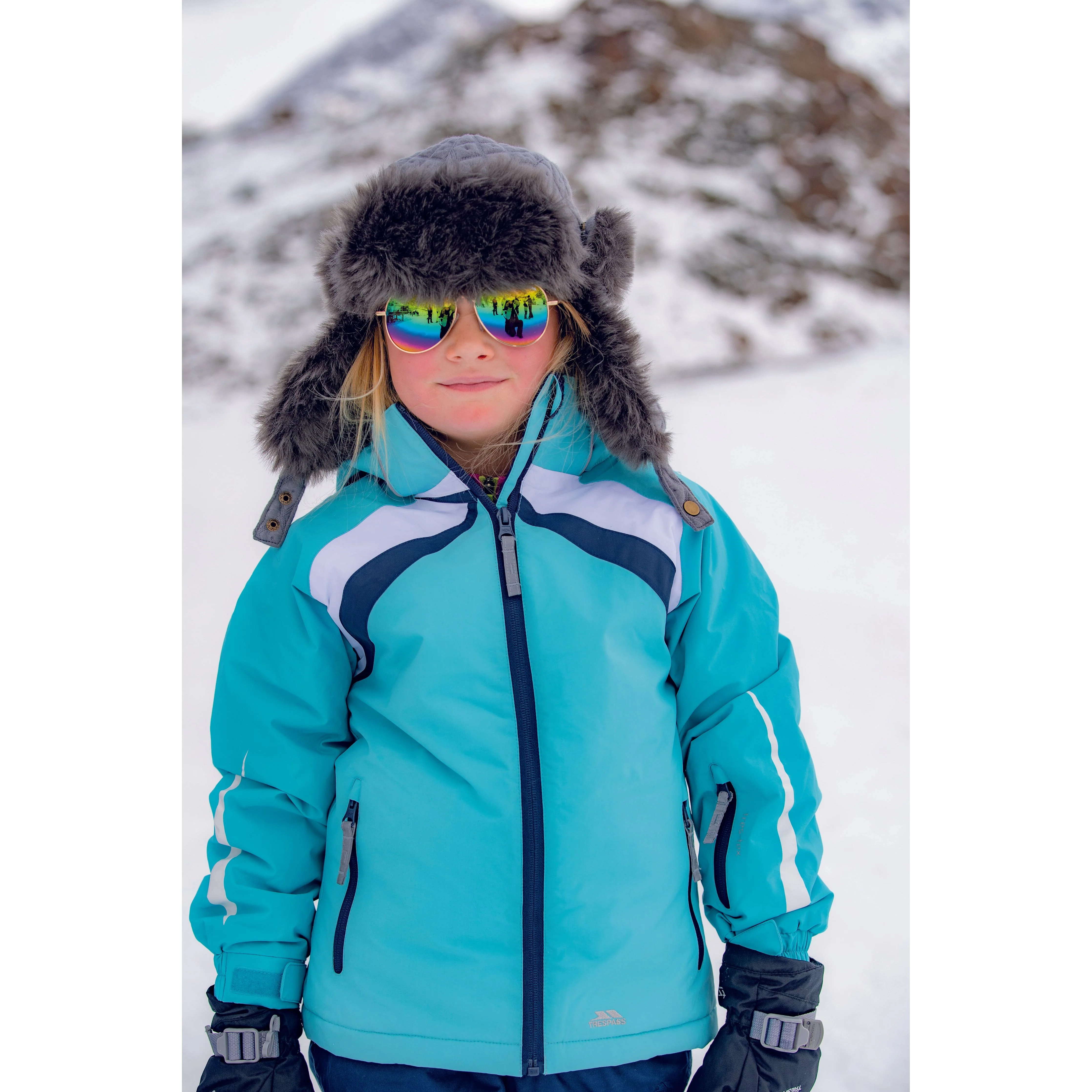 Distinct Girls Padded Waterproof Ski Jacket in Aquamarine - Image 4