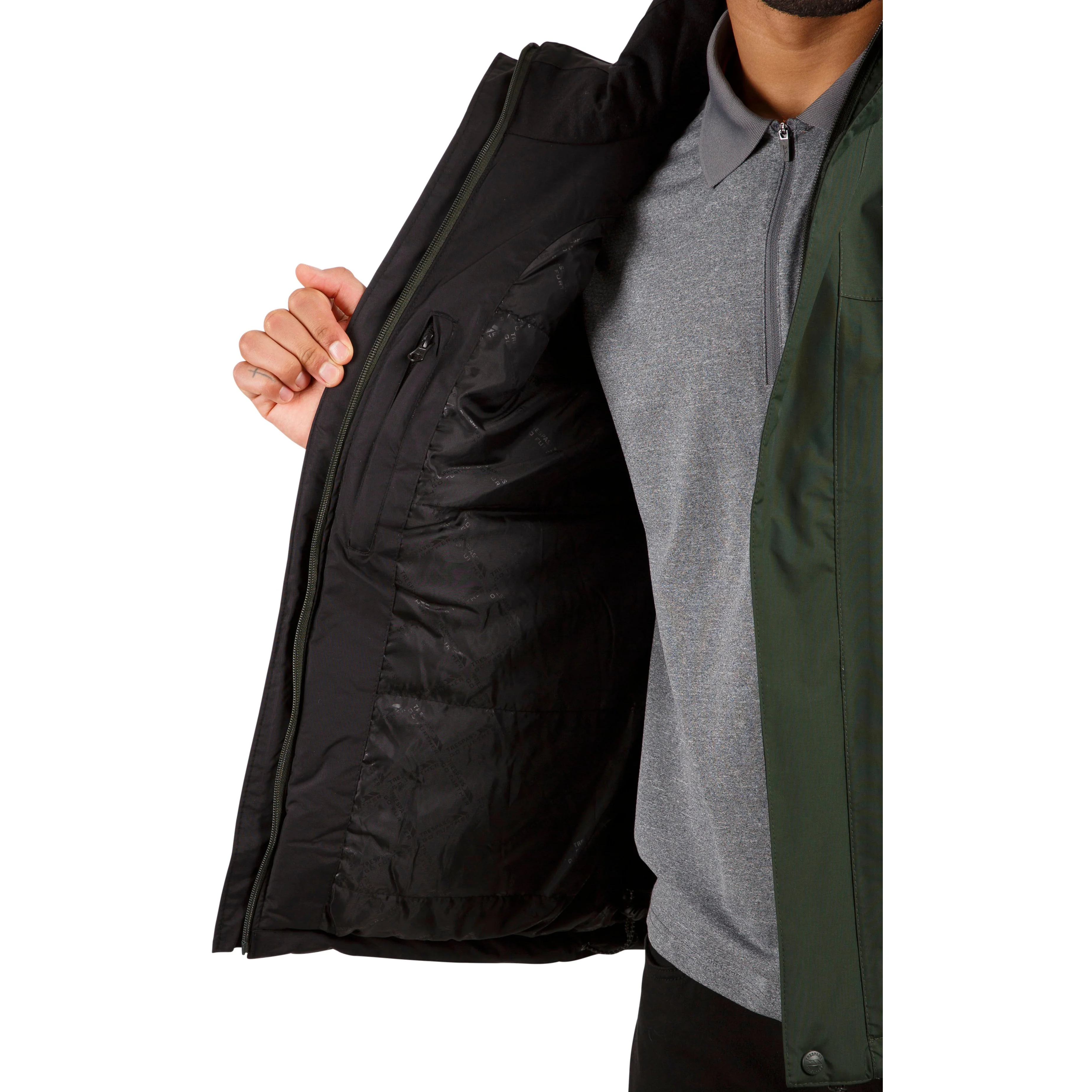 Donelly Men's Padded Waterproof Jacket in Olive - Image 4