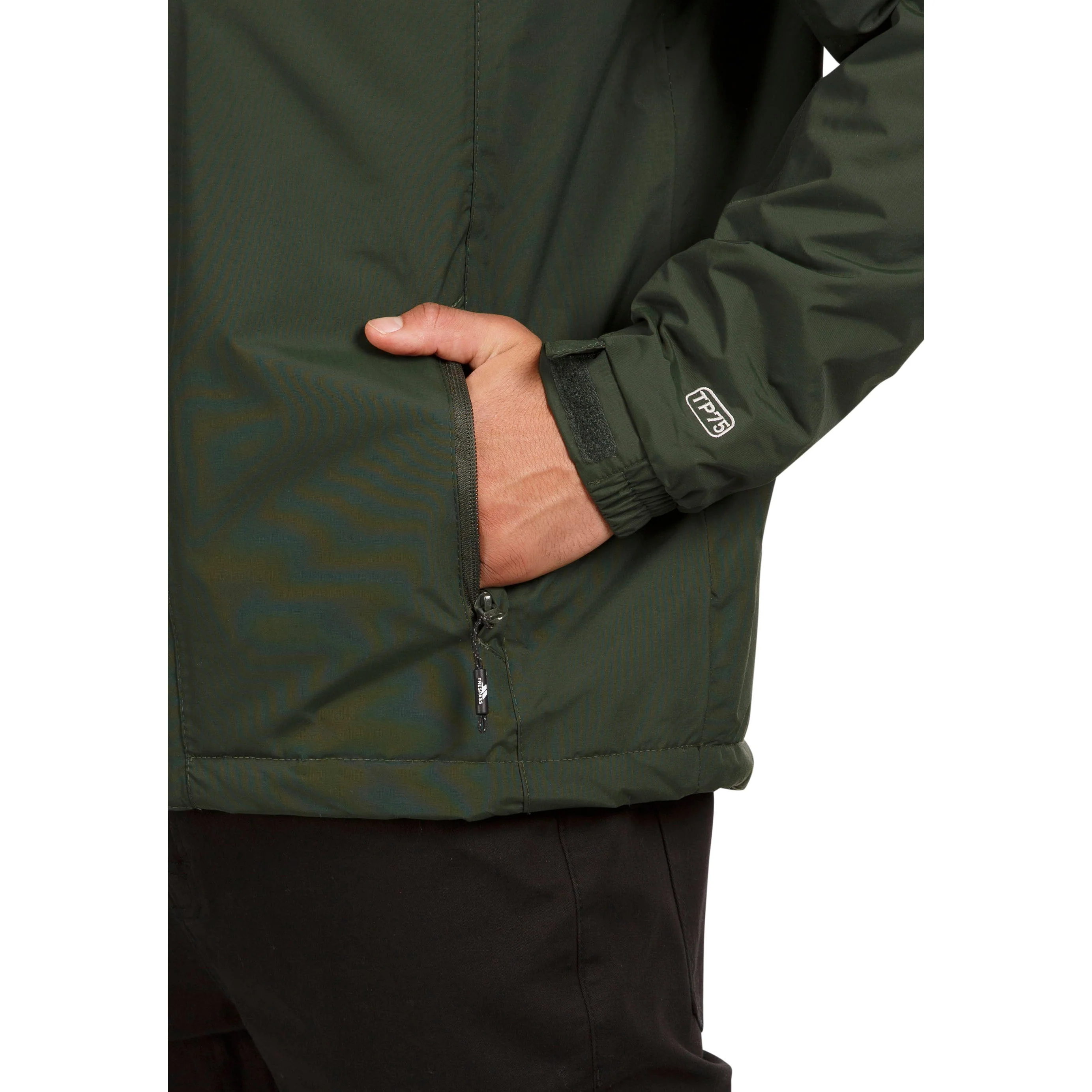 Donelly Men's Padded Waterproof Jacket in Olive - Image 5
