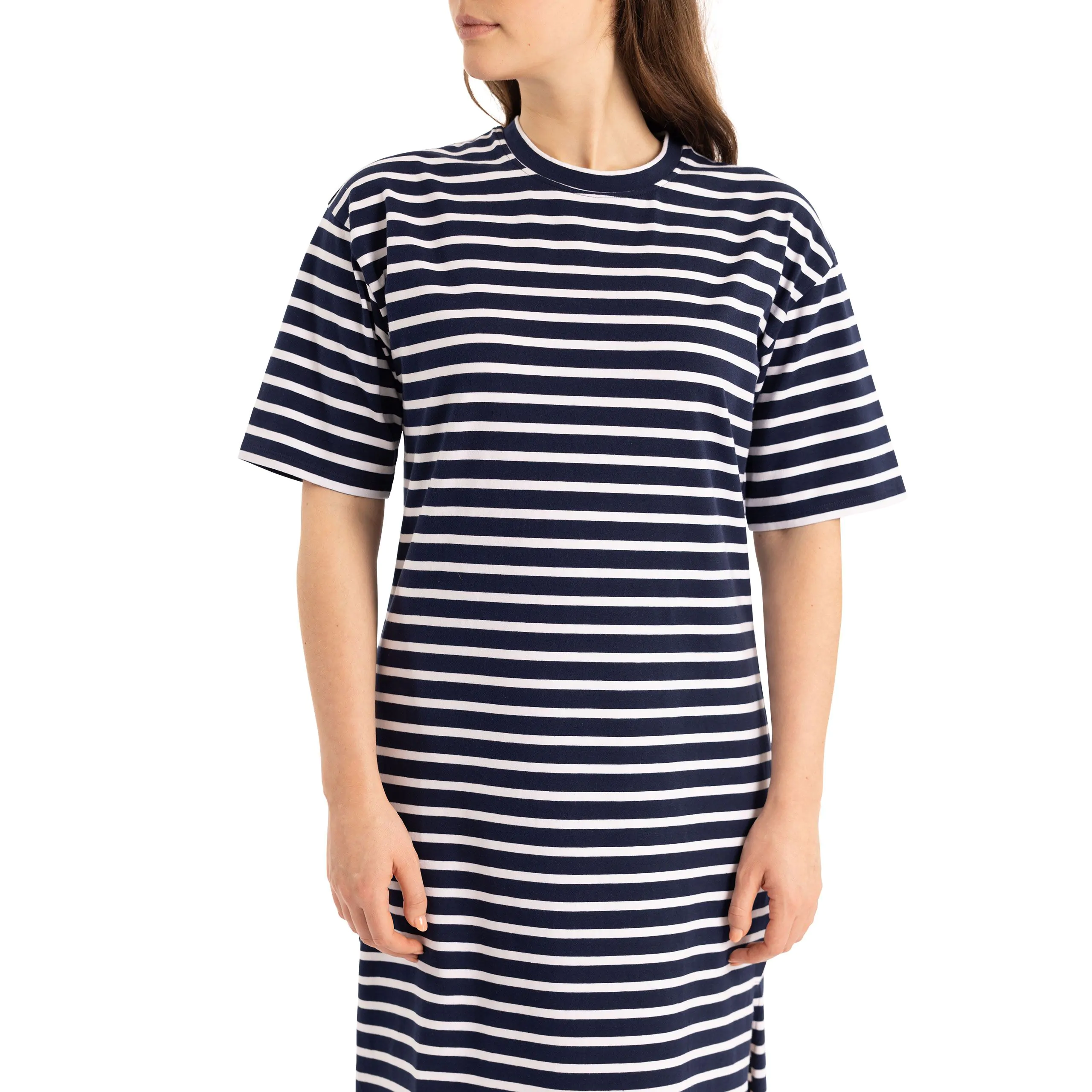 Elayna Womens Midi Dress in Navy Stripe - Image 3