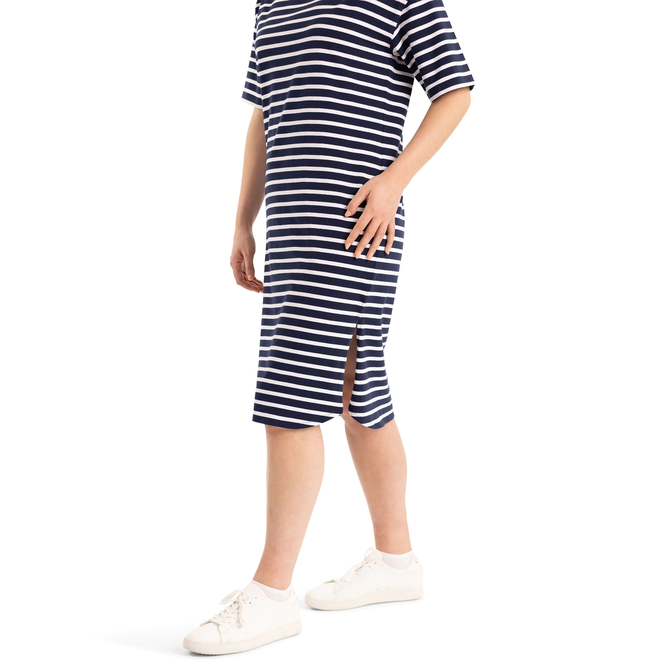 Elayna Womens Midi Dress in Navy Stripe - Image 4