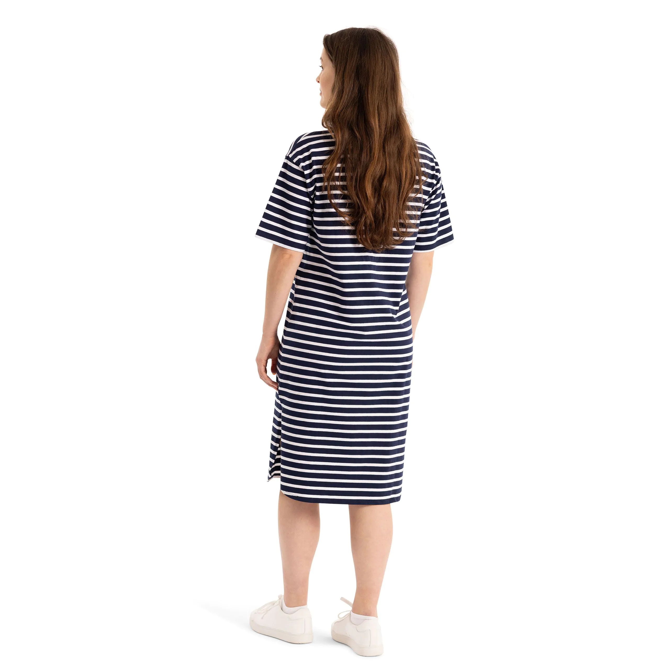 Elayna Womens Midi Dress in Navy Stripe - Image 5