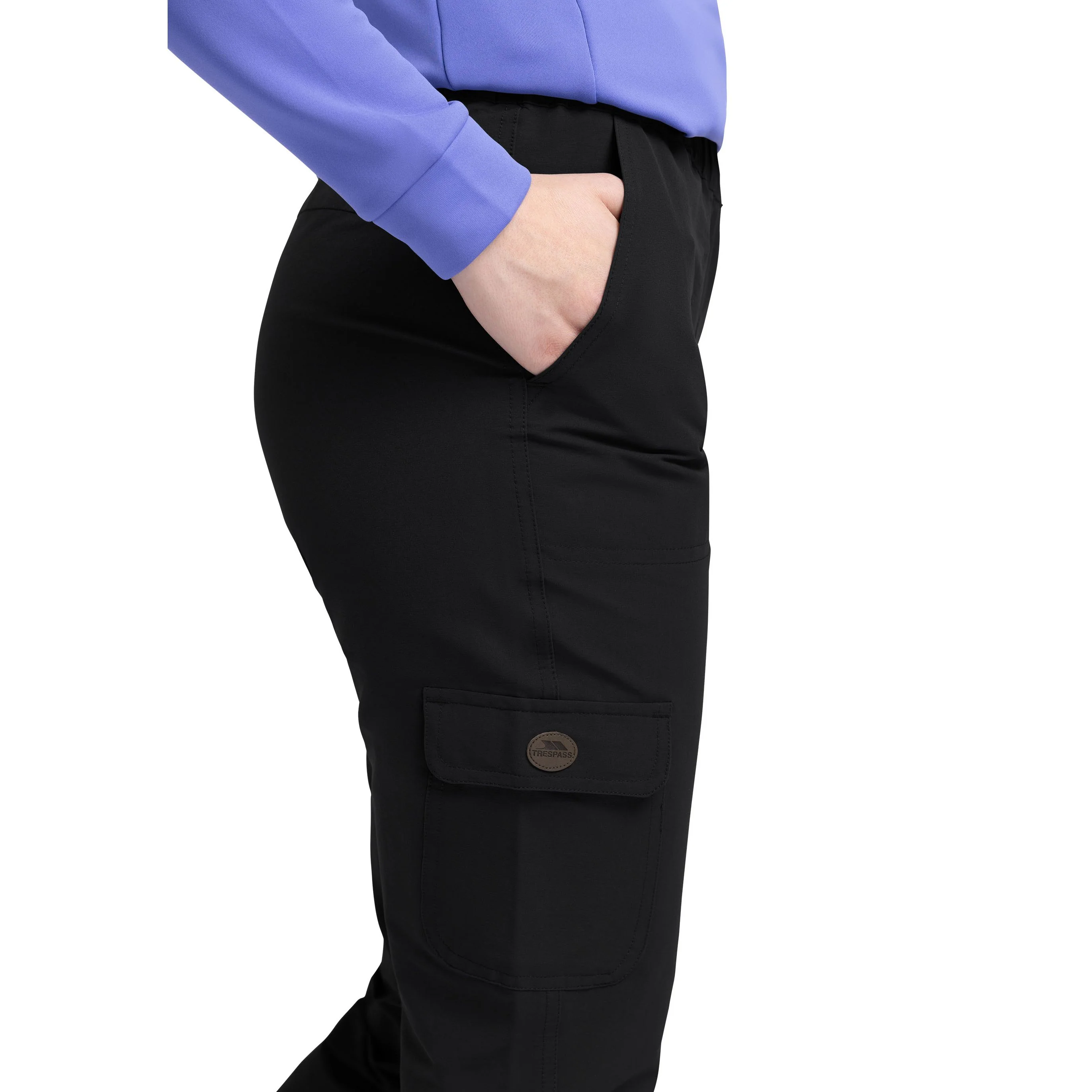 Freda Women's Water Repellant Slim Stretch Walking Trousers in Black - Image 4