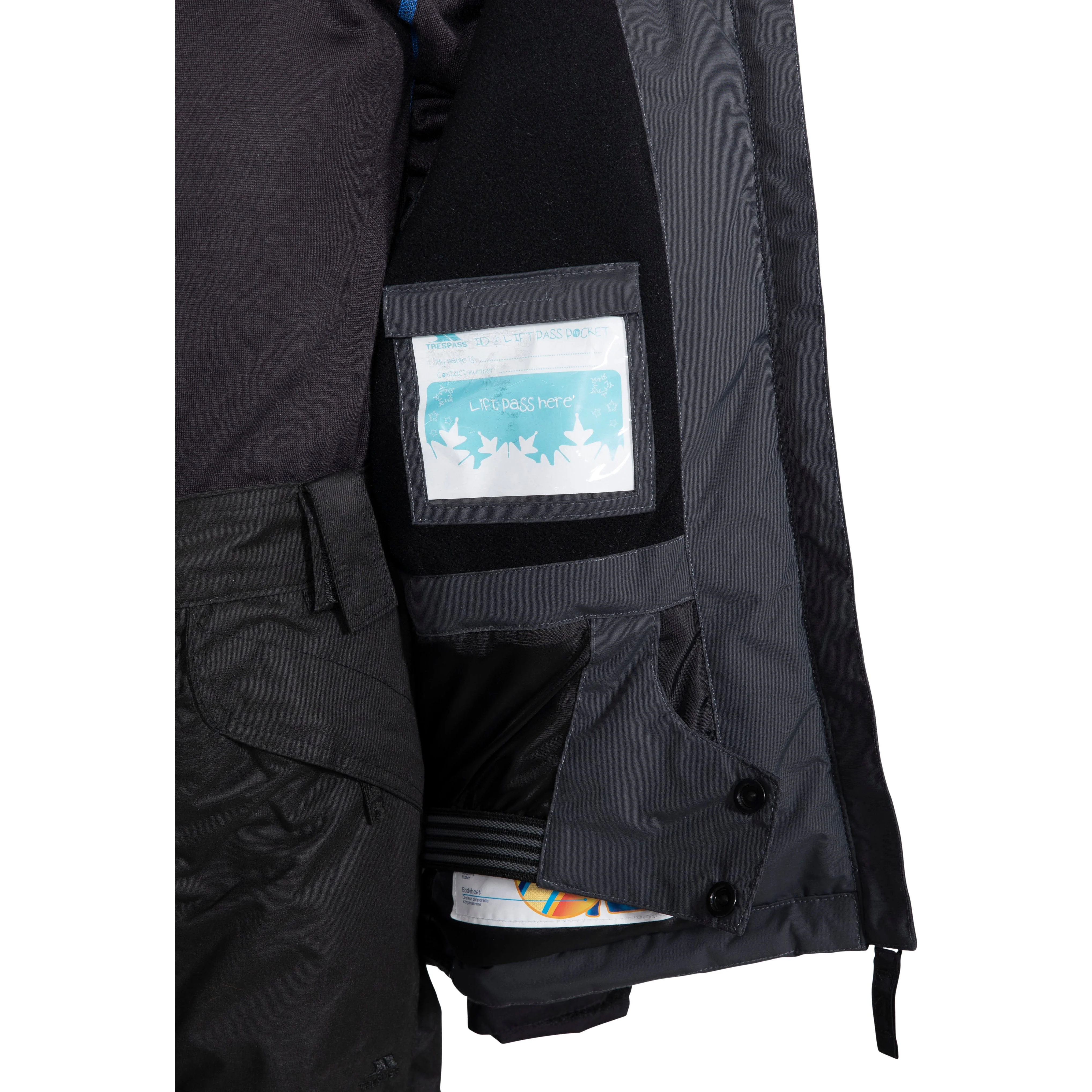 Freebored Boy's Padded Waterproof Ski Jacket in Dark Grey - Image 5