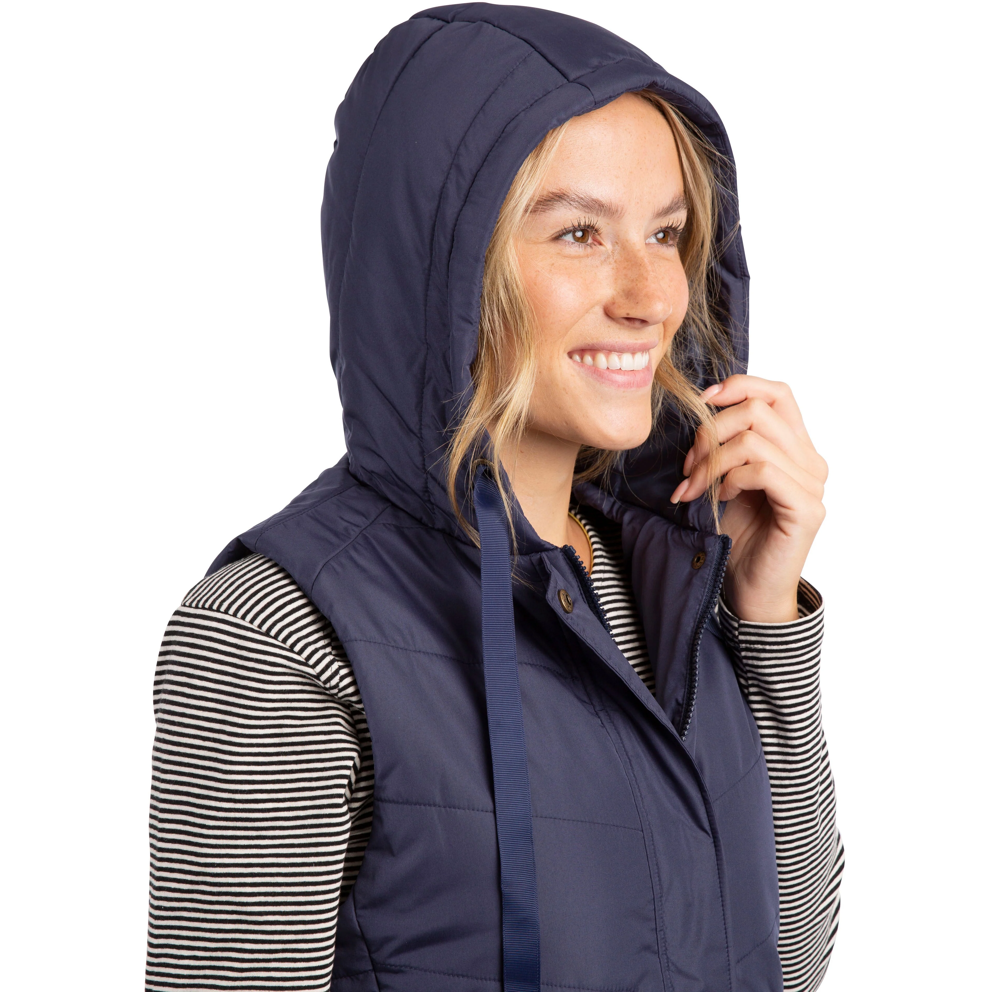 Juniper Women's Longer Padded Gilet / Bodywarmer in Navy - Image 2