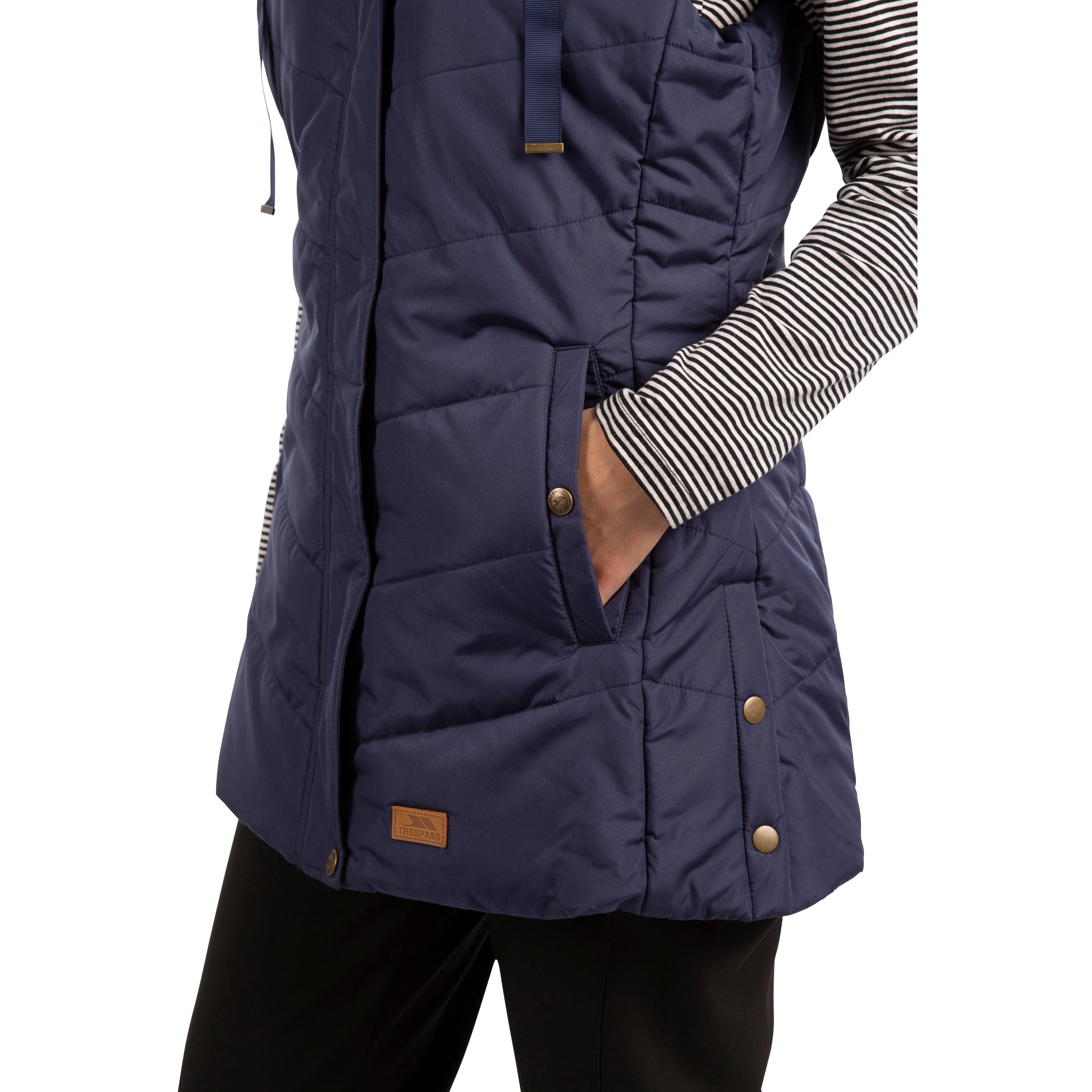 Juniper Women's Longer Padded Gilet / Bodywarmer in Navy - Image 4