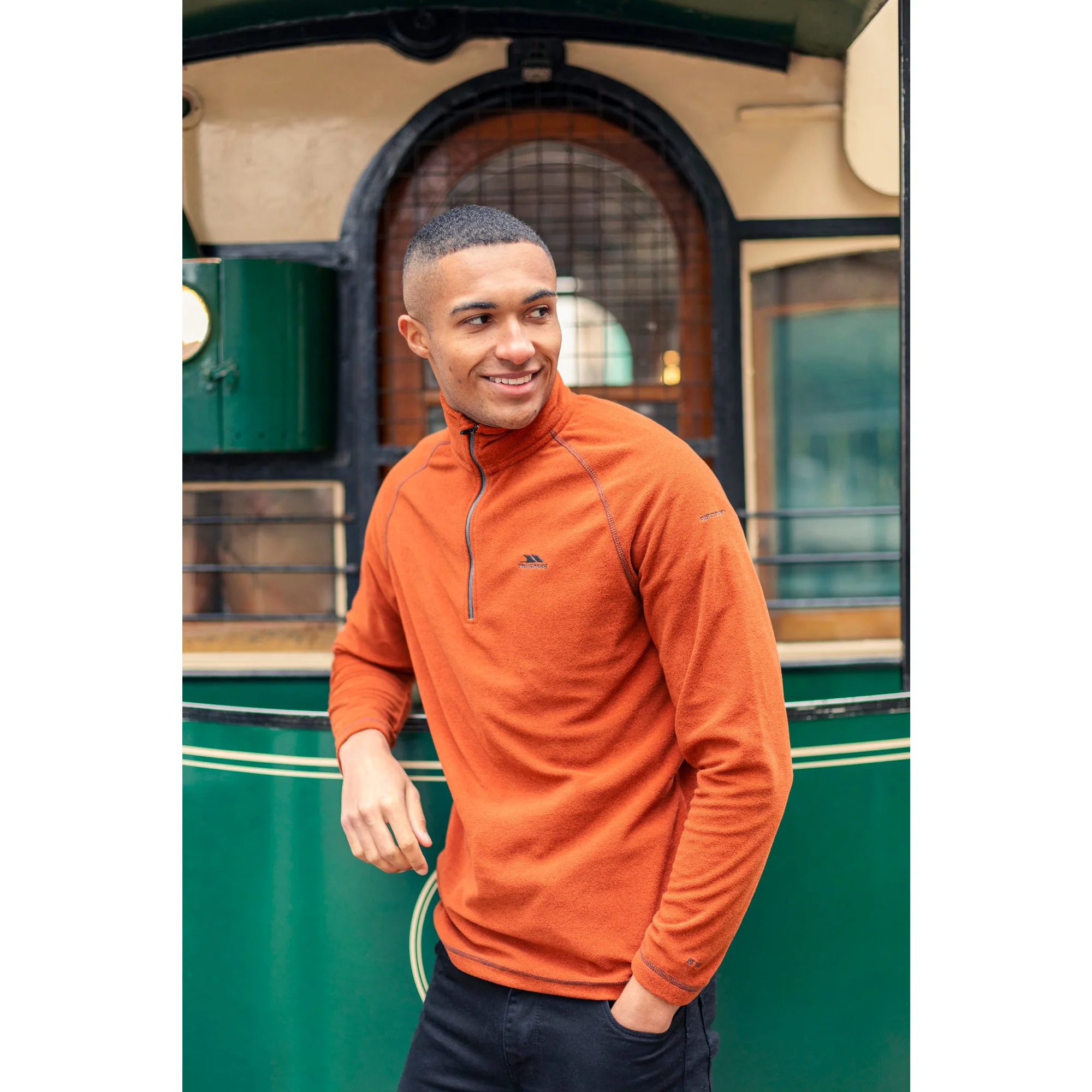 Keynote Men's Half Zip Fleece Top in Burnt Orange - Image 3