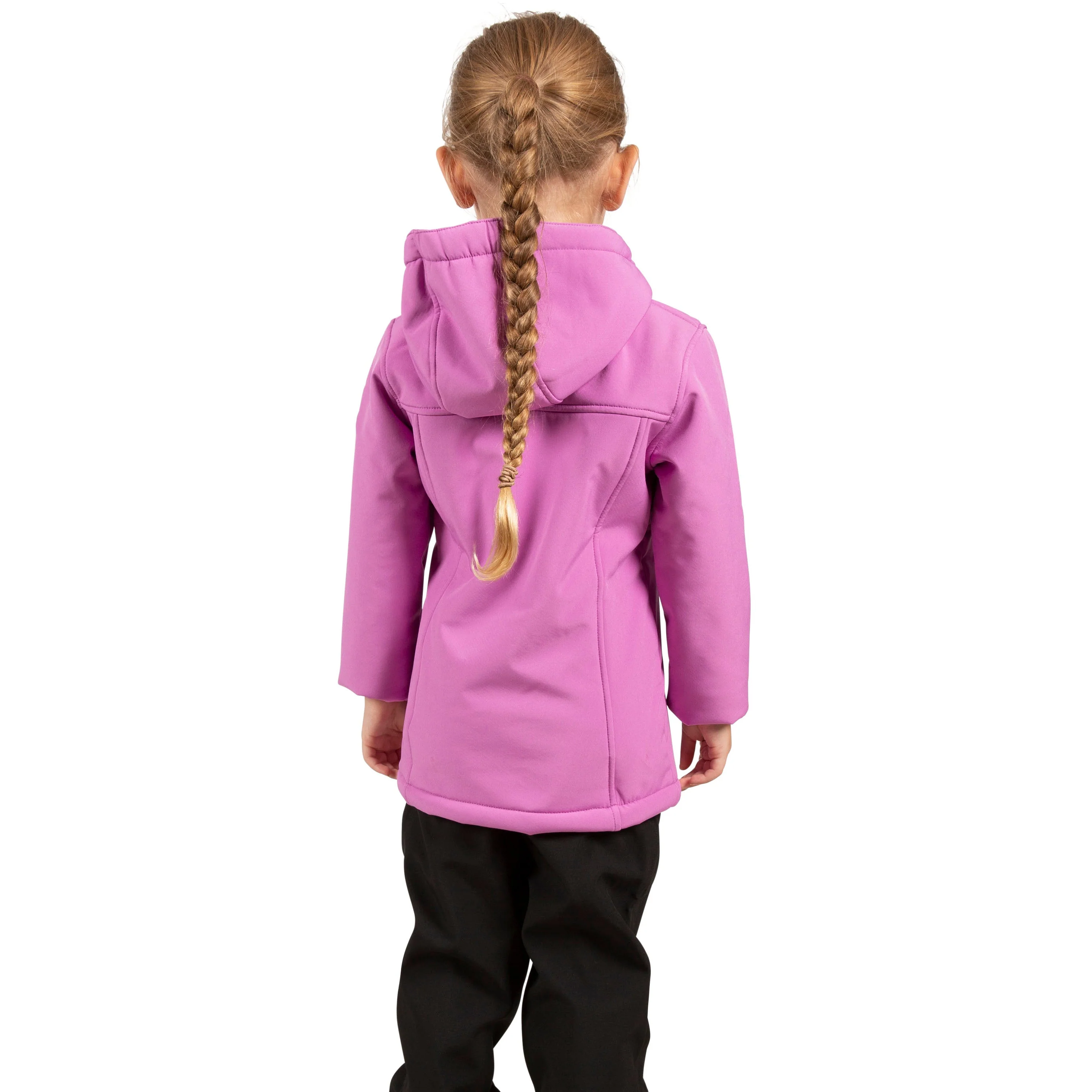 Kristen Girls' Long Hooded Softshell Jacket in Deep Pink - Image 3