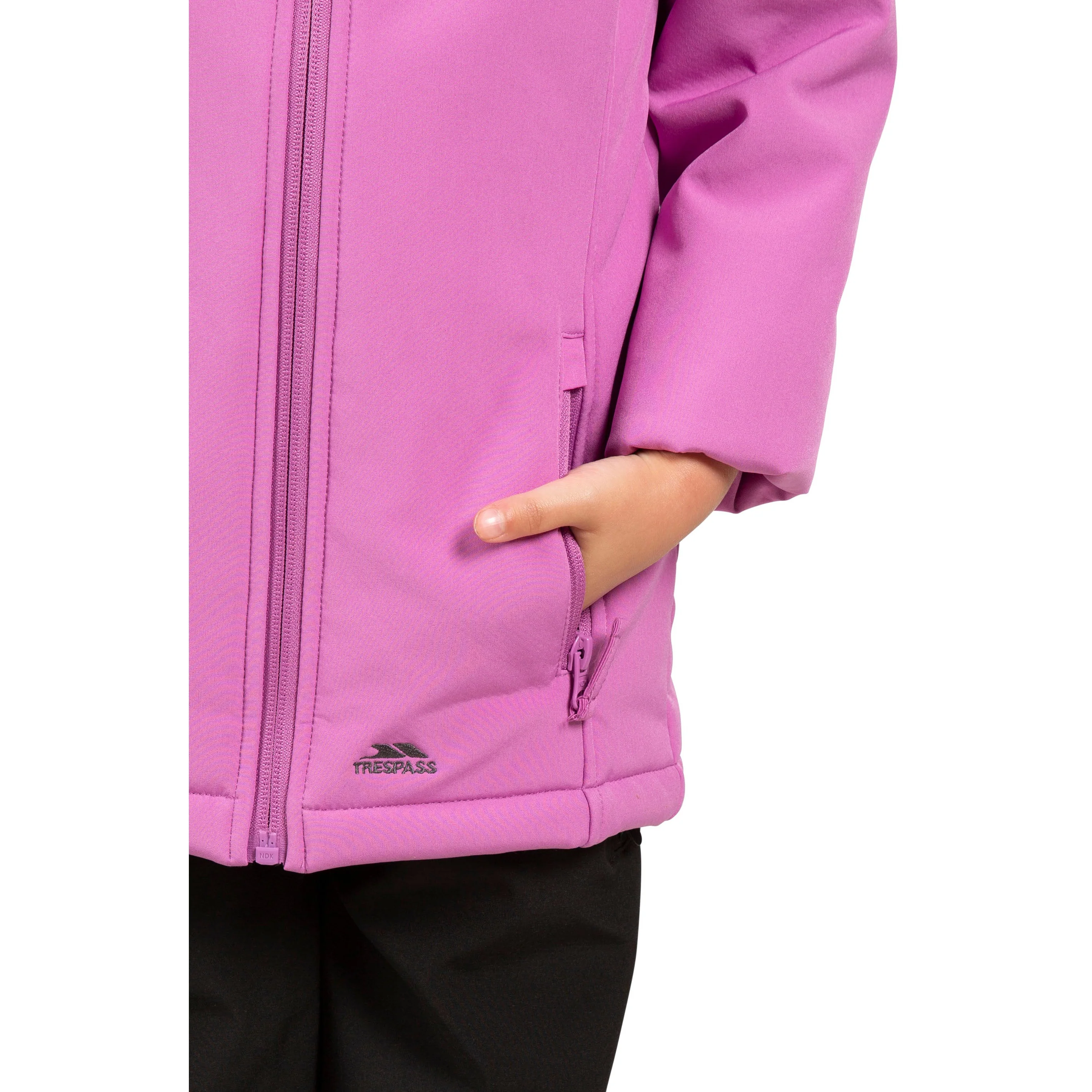 Kristen Girls' Long Hooded Softshell Jacket in Deep Pink - Image 6