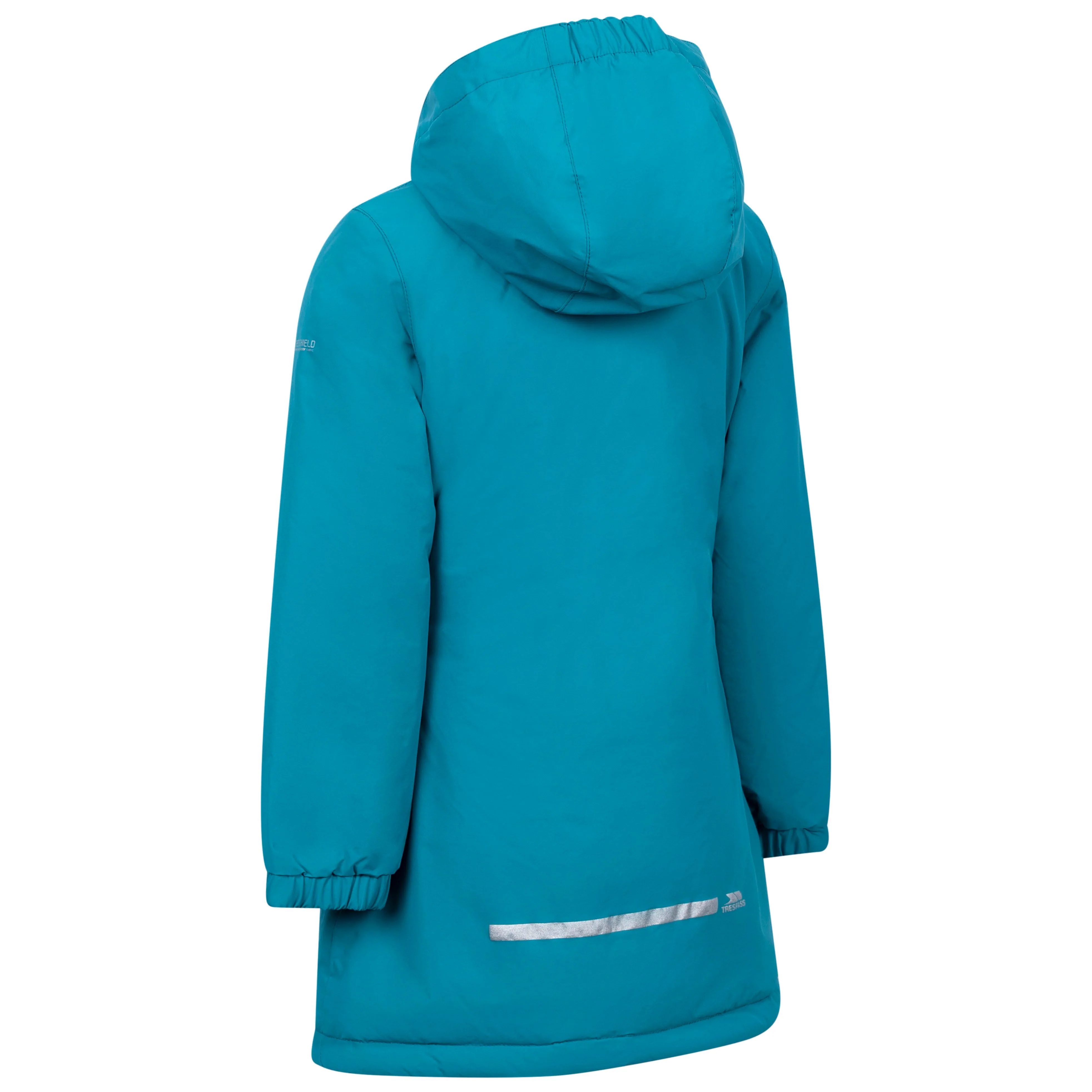 Marybank Girls' WaterProof Longer Length Padded Jacket in Light Teal - Image 2