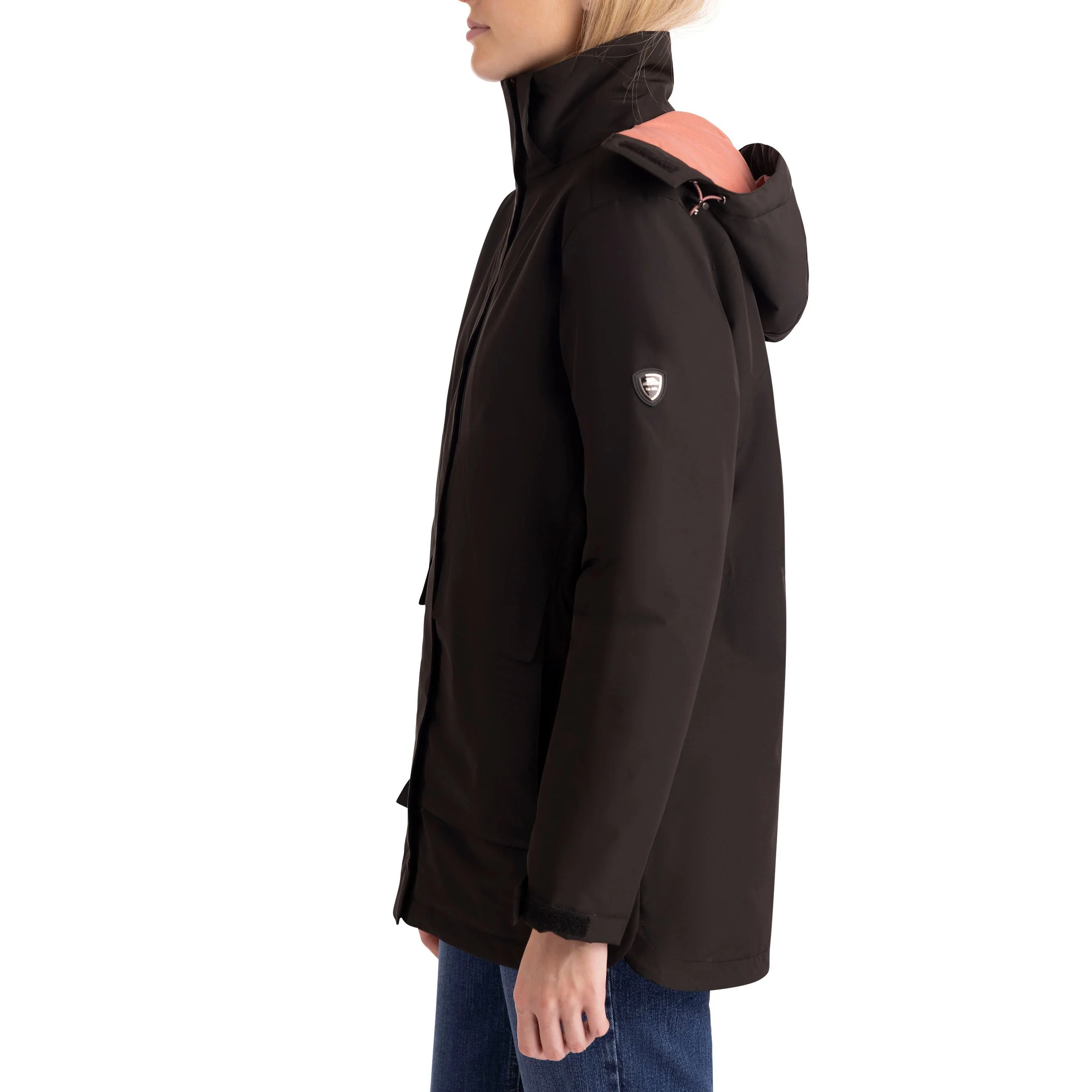 Hosho Womens Lightly Padded Waterproof Jacket in Black - Image 10