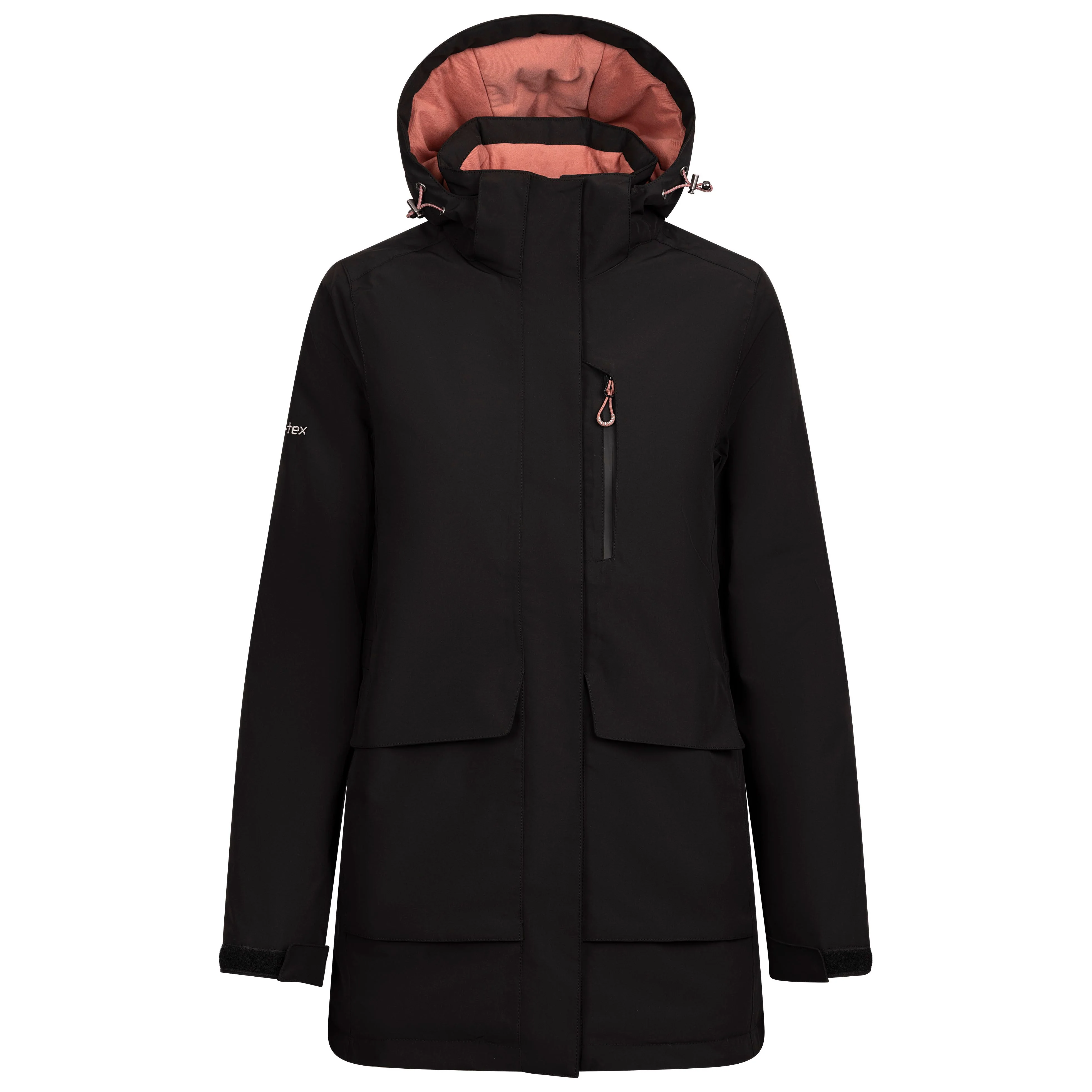 Hosho Womens Lightly Padded Waterproof Jacket in Black - Image 3