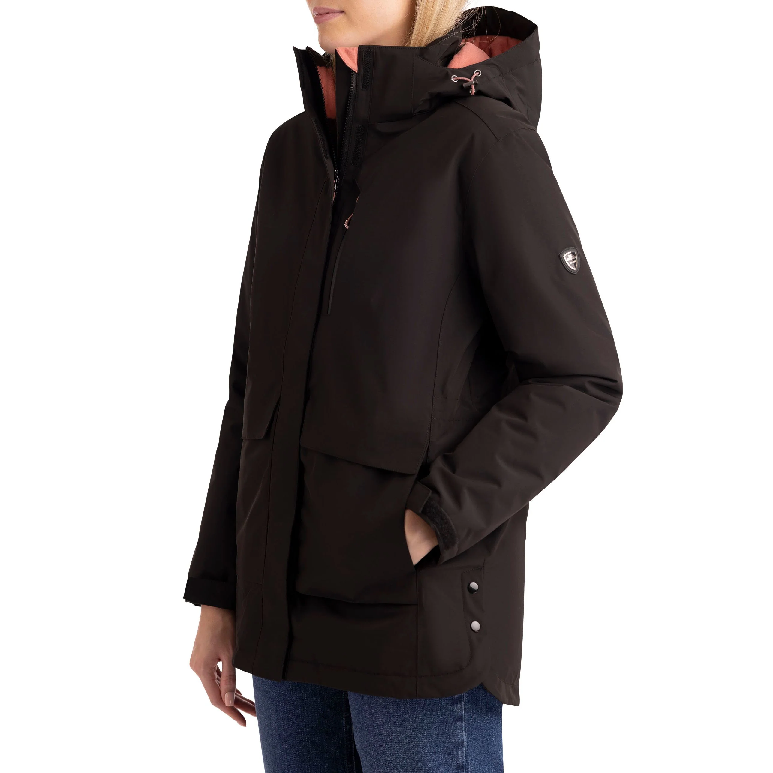 Hosho Womens Lightly Padded Waterproof Jacket in Black - Image 9