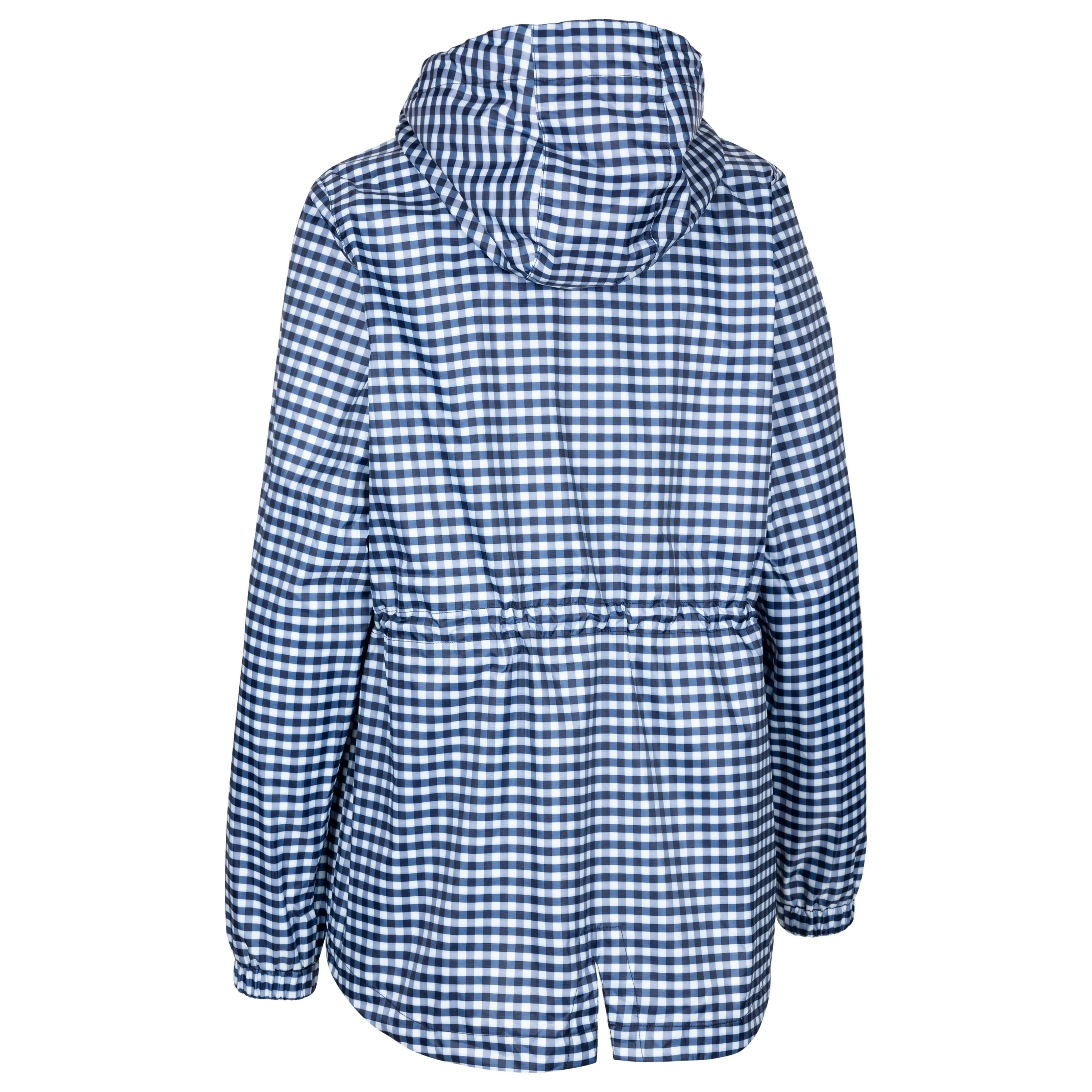 Niggle Unpadded Women's Packaway Waterproof Jacket in Navy Gingham - Image 2