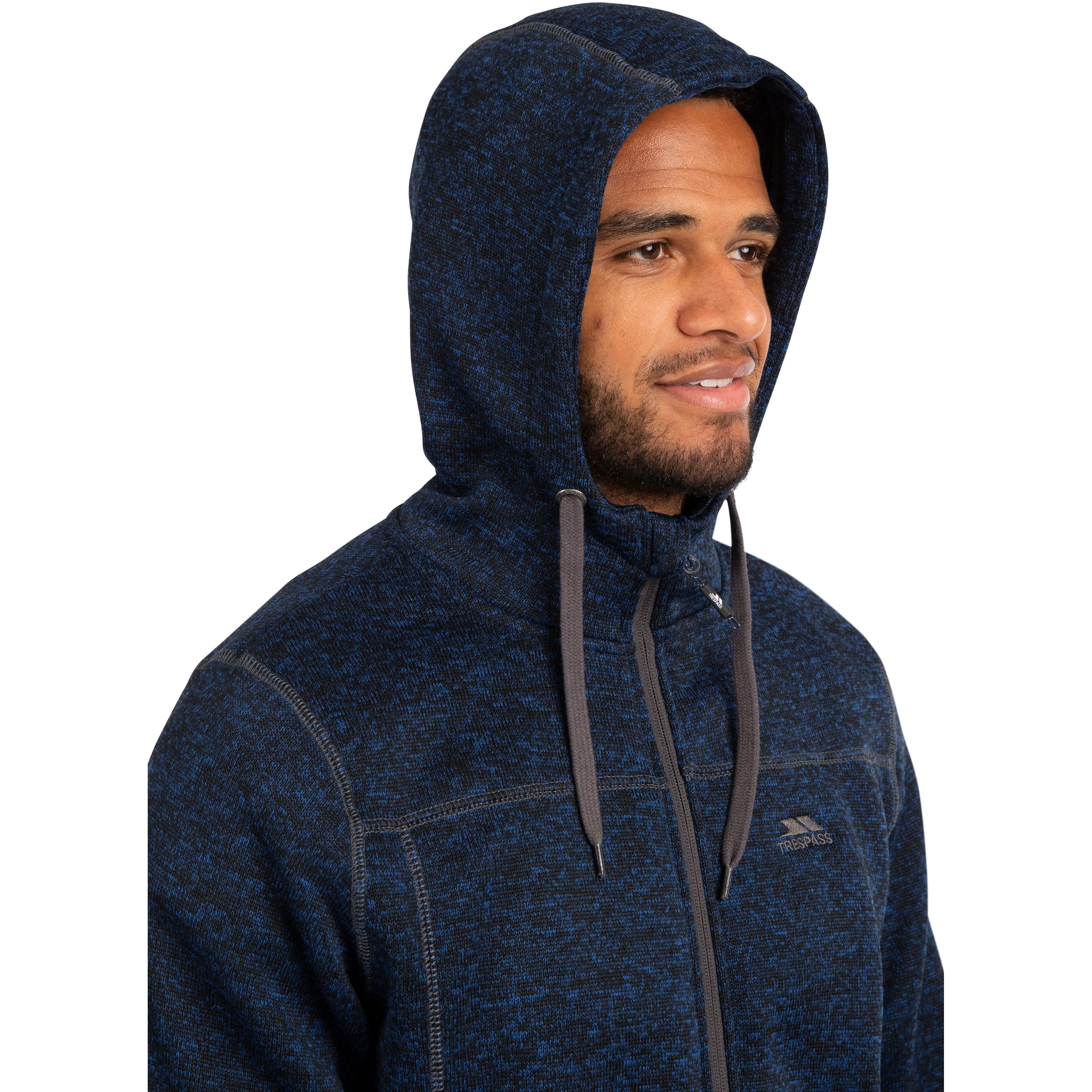 Odeno Men's Knitted Fleece Hoodie in Navy - Image 3
