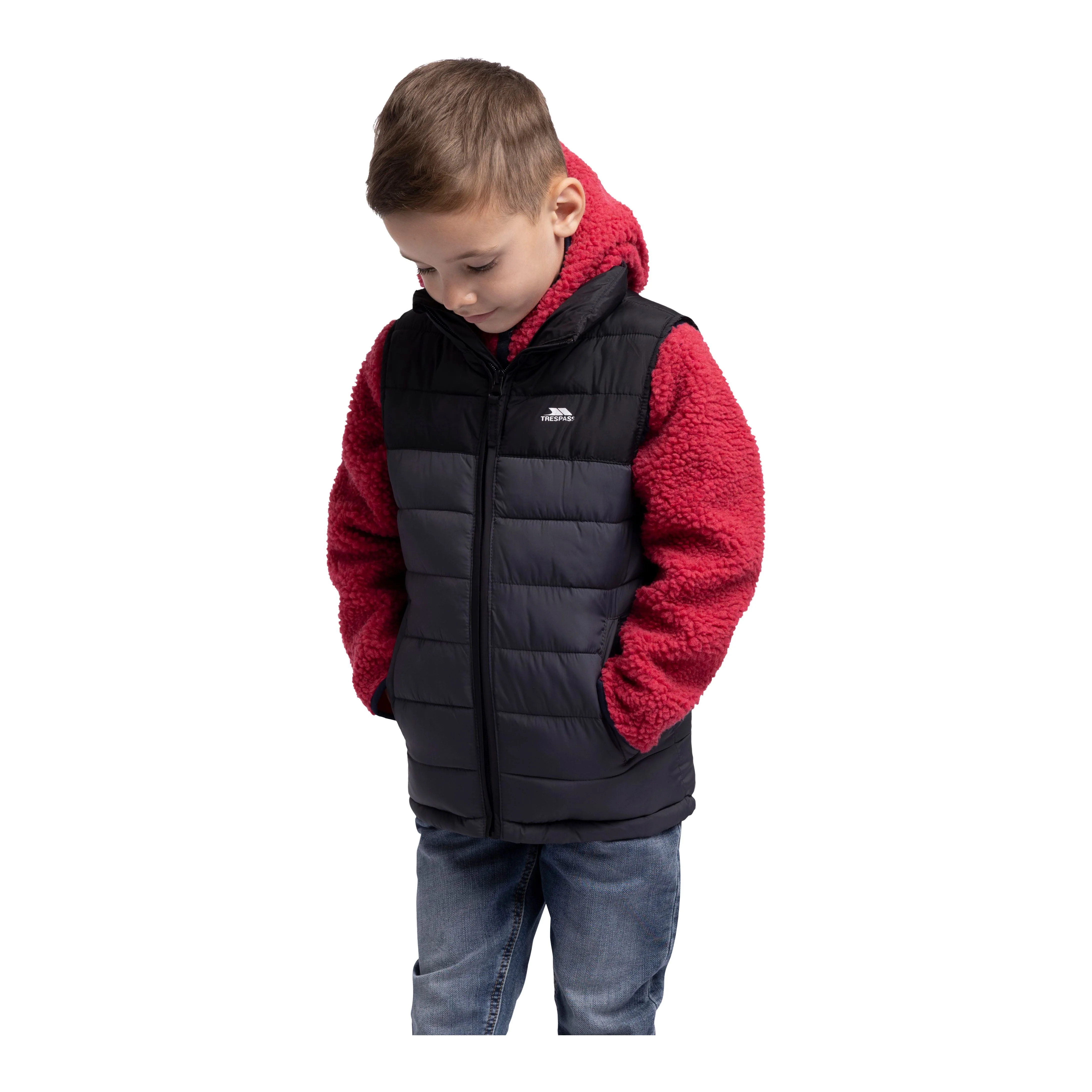 Oskar Kids Padded Gilet in Black - Image 4