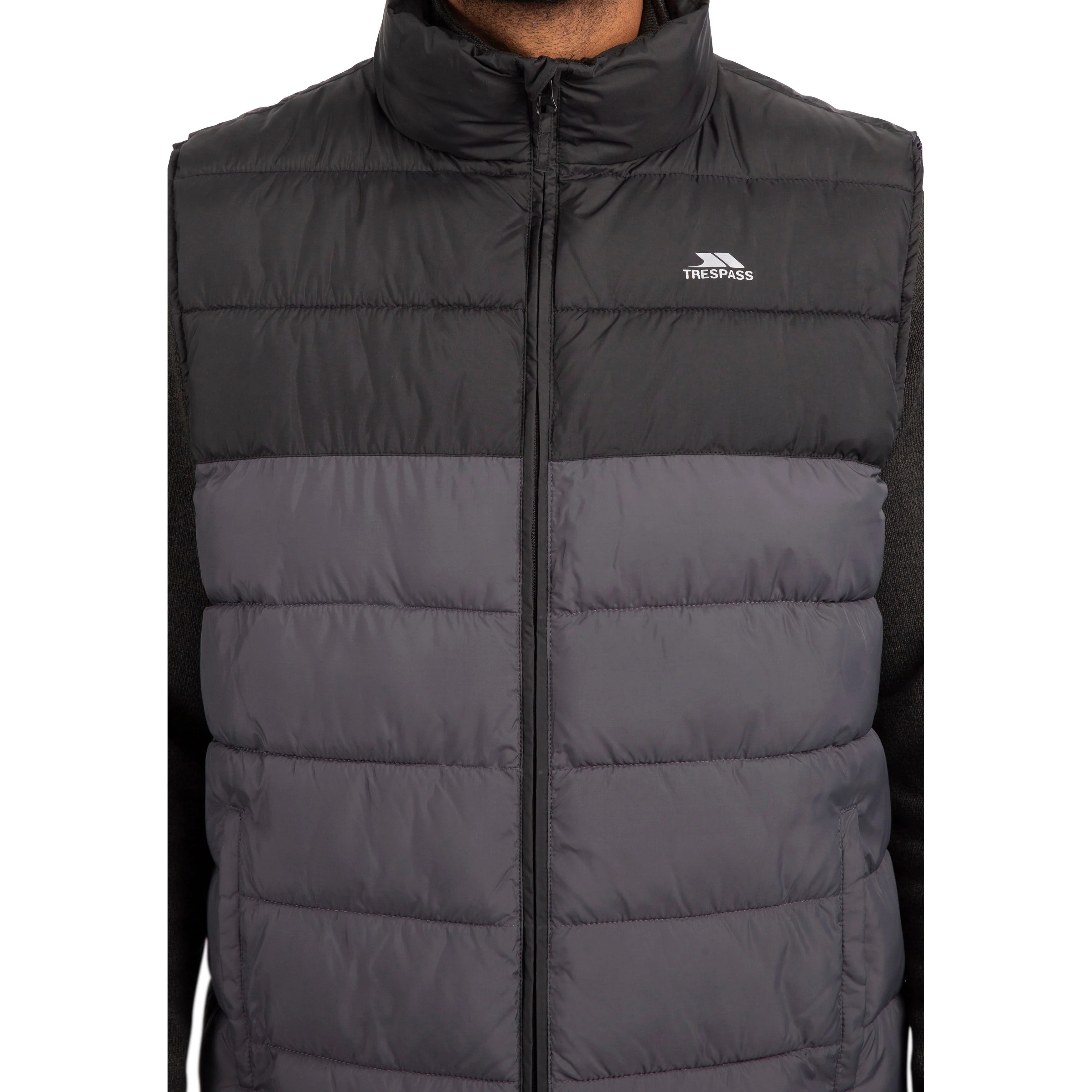 Oskar Men's Padded Gilet / Bodywarmer in Black and Grey - Image 6