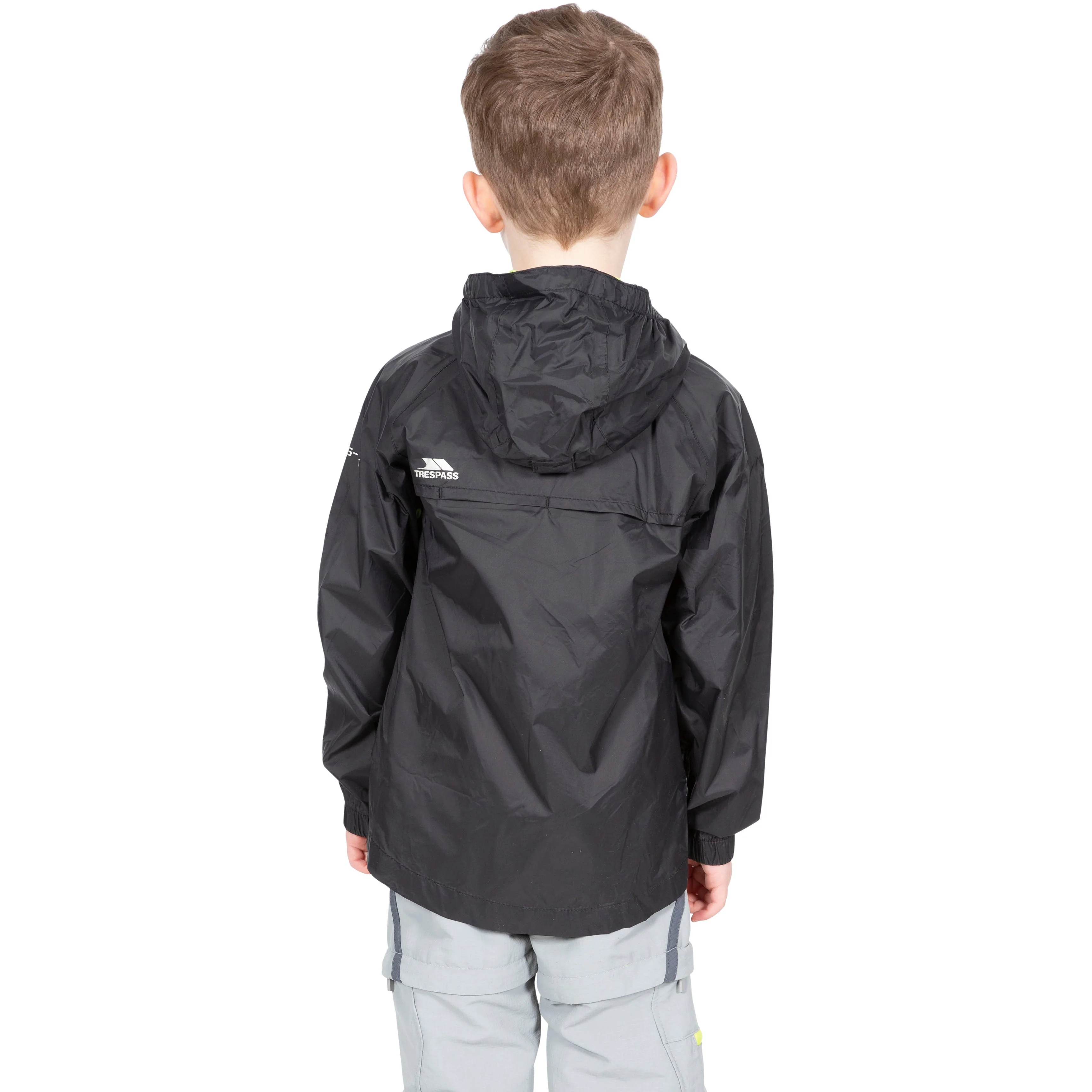 Qikpac Kids Packaway Unpadded Waterproof Jacket in Black - Image 3