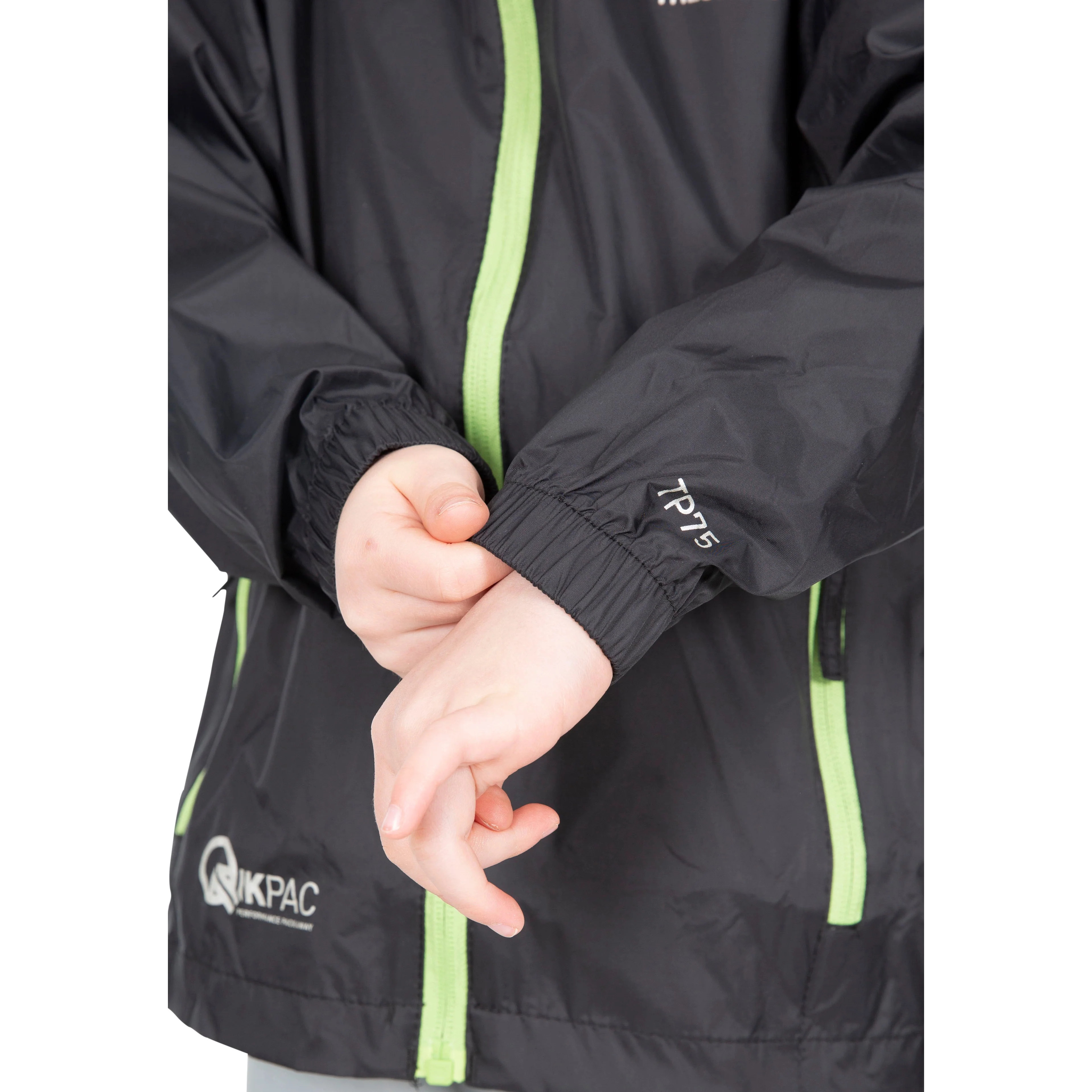 Qikpac Kids Packaway Unpadded Waterproof Jacket in Black - Image 5