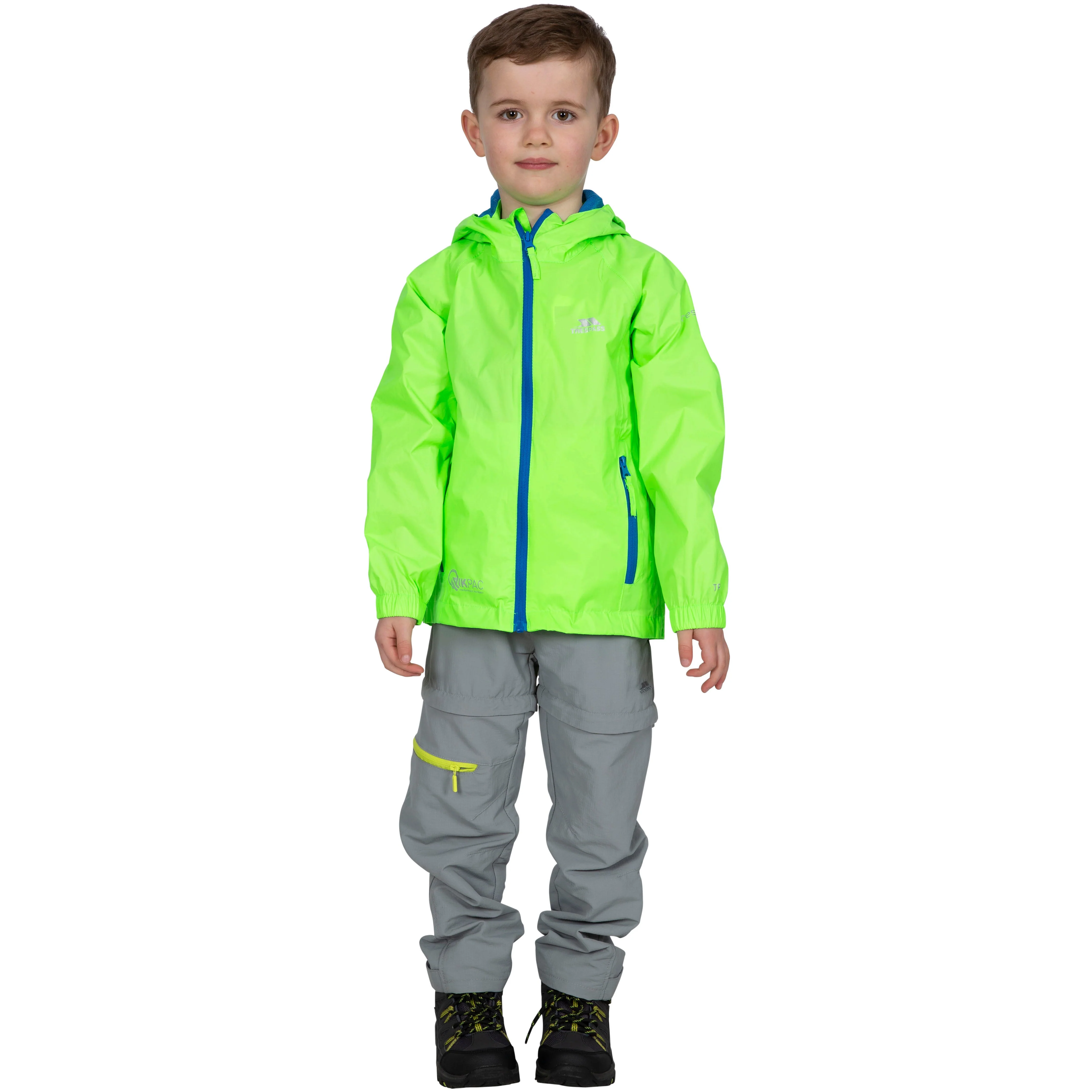 Qikpac Kids Packaway Unpadded Waterproof Jacket in Green Gecko - Image 8