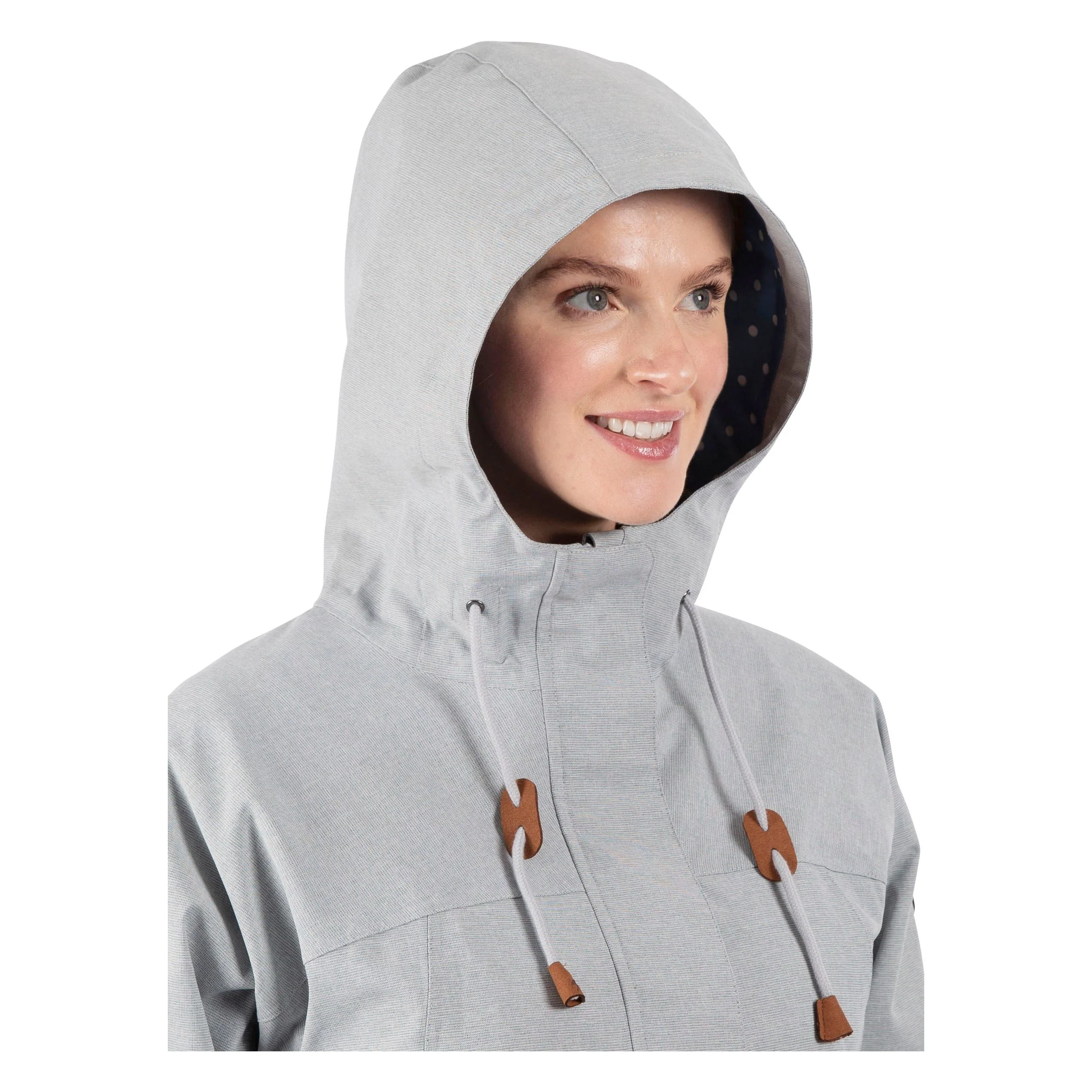 Remote Women's Longer Unpadded Waterproof Jacket in Grey Marl - Image 4