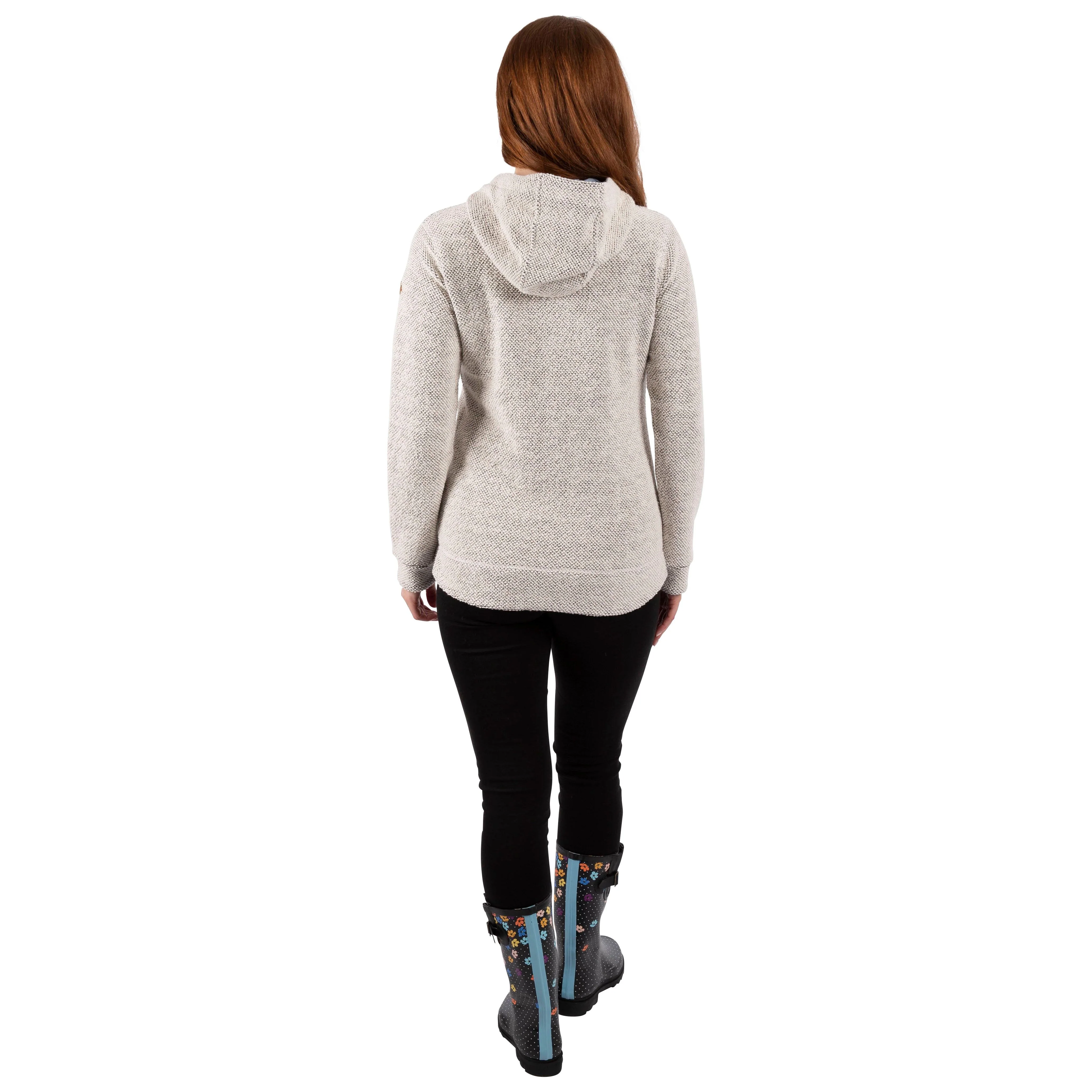 Ronee Women's Full Zip Knitted Hoodie in Off White Denim Blue - Image 4