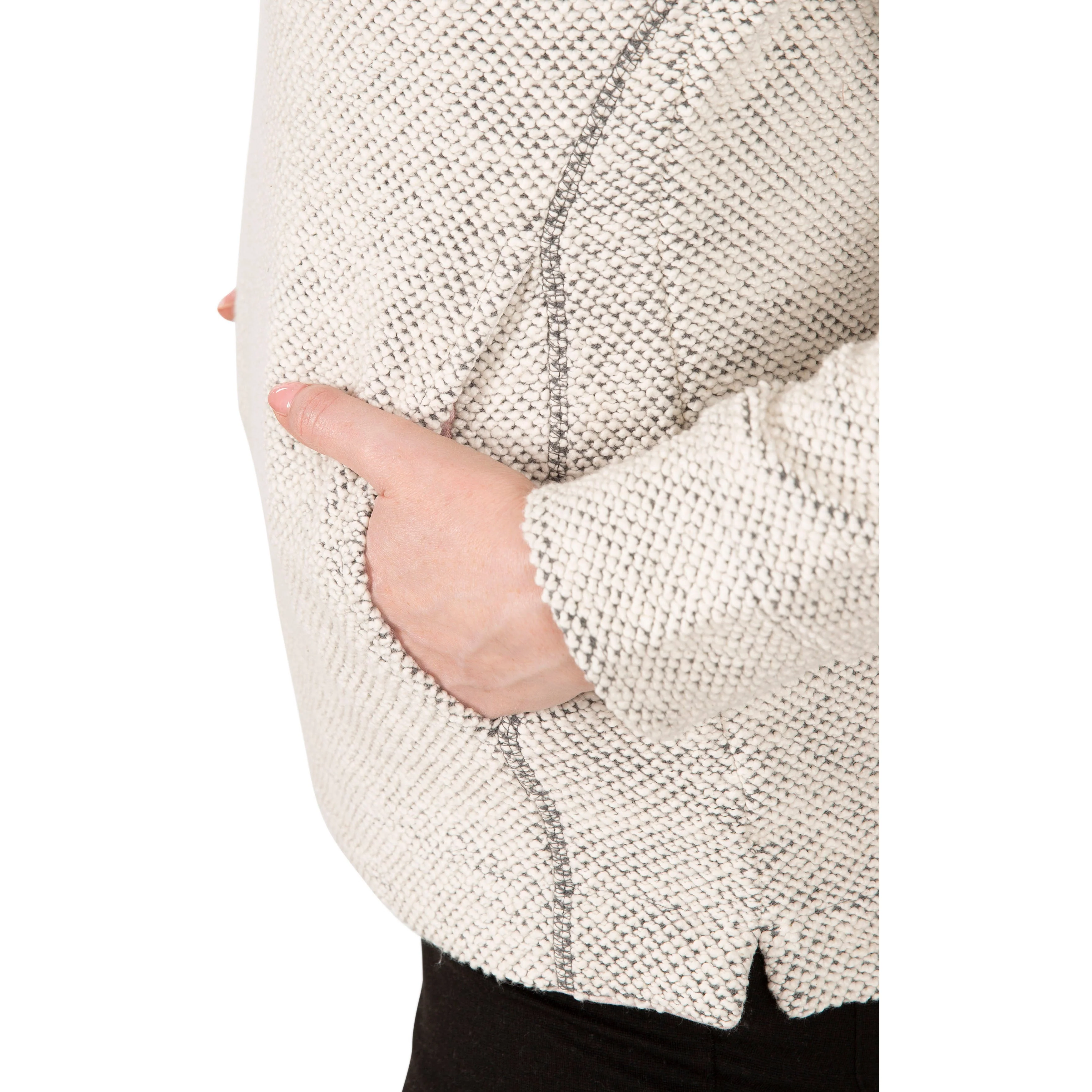 Ronette Women's 1/2 Zip Neck Fleece Sweater in Off White - Image 4