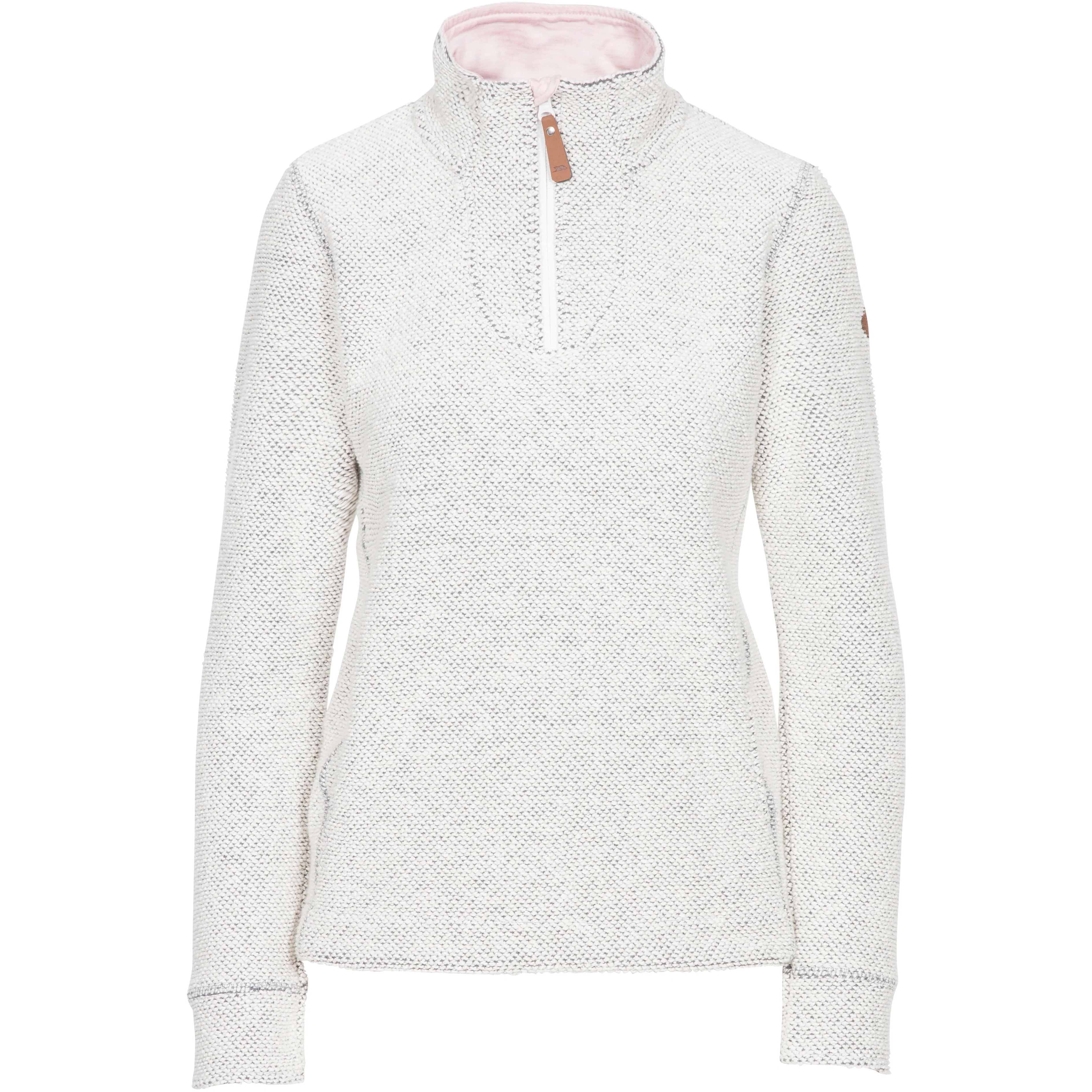 Ronette Women's 1/2 Zip Neck Fleece Sweater in Off White - Image 5