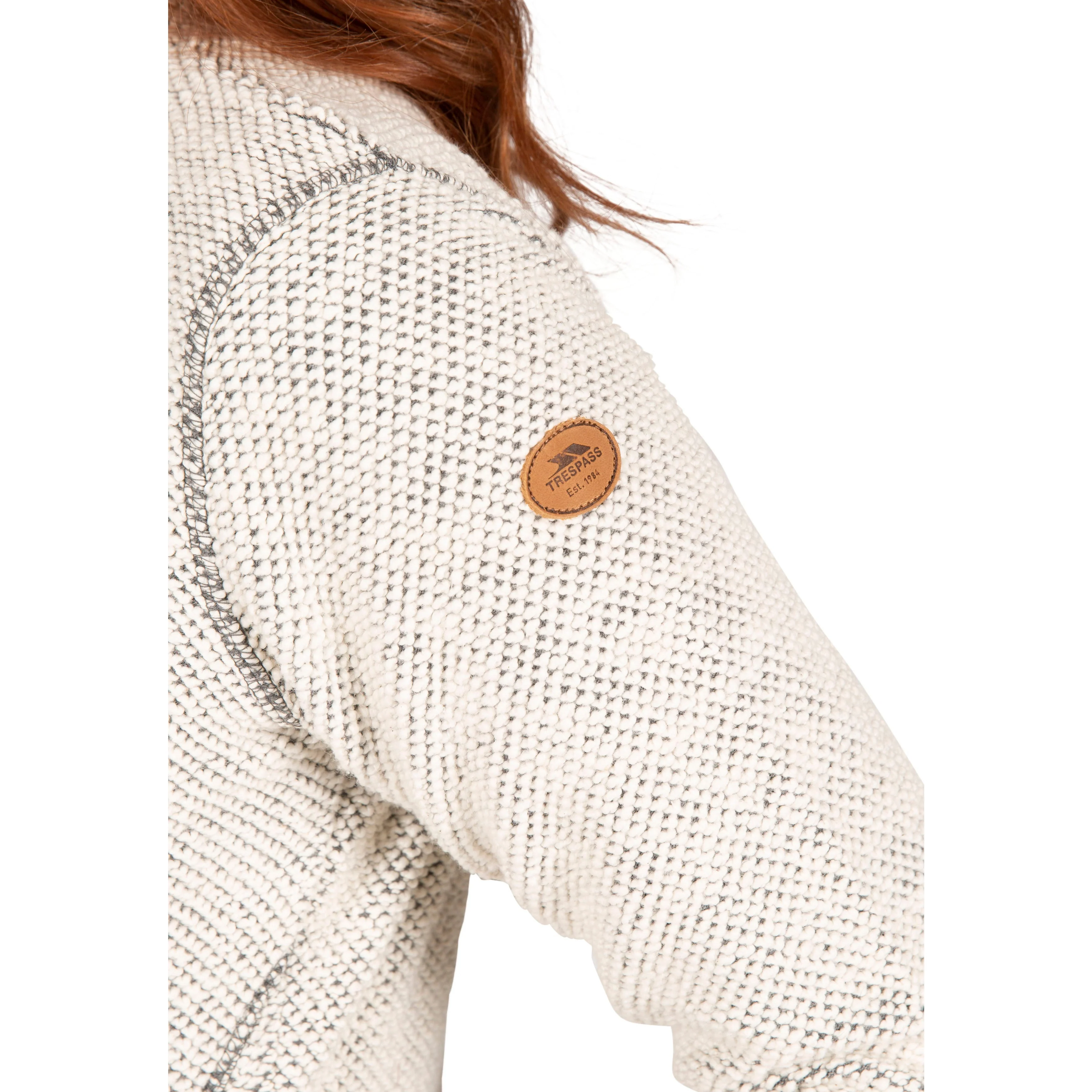 Ronette Women's 1/2 Zip Neck Fleece Sweater in Off White - Image 6
