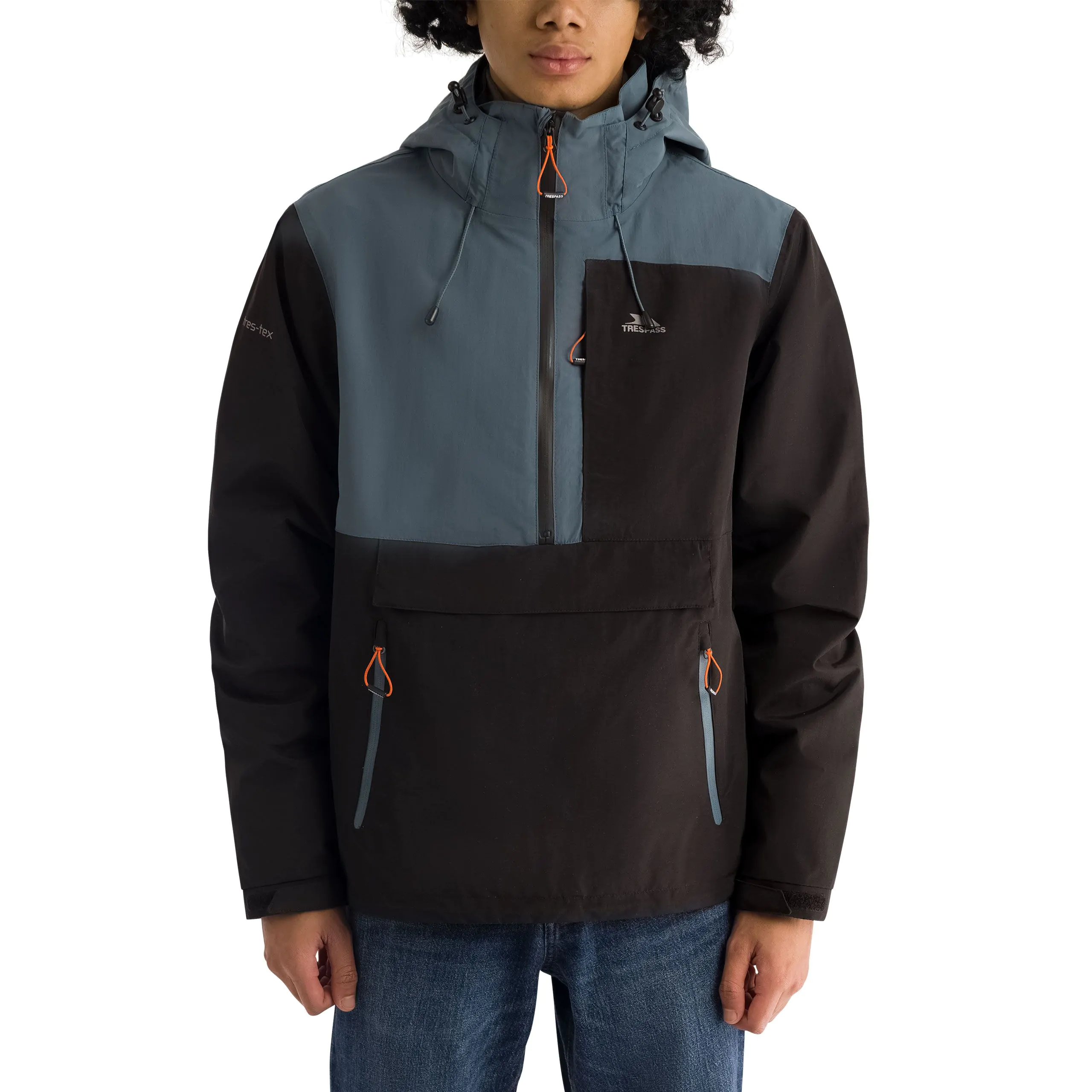 Scolpaig Mens 1/2 Zip Unpadded Rain Jacket in Black - Image 4