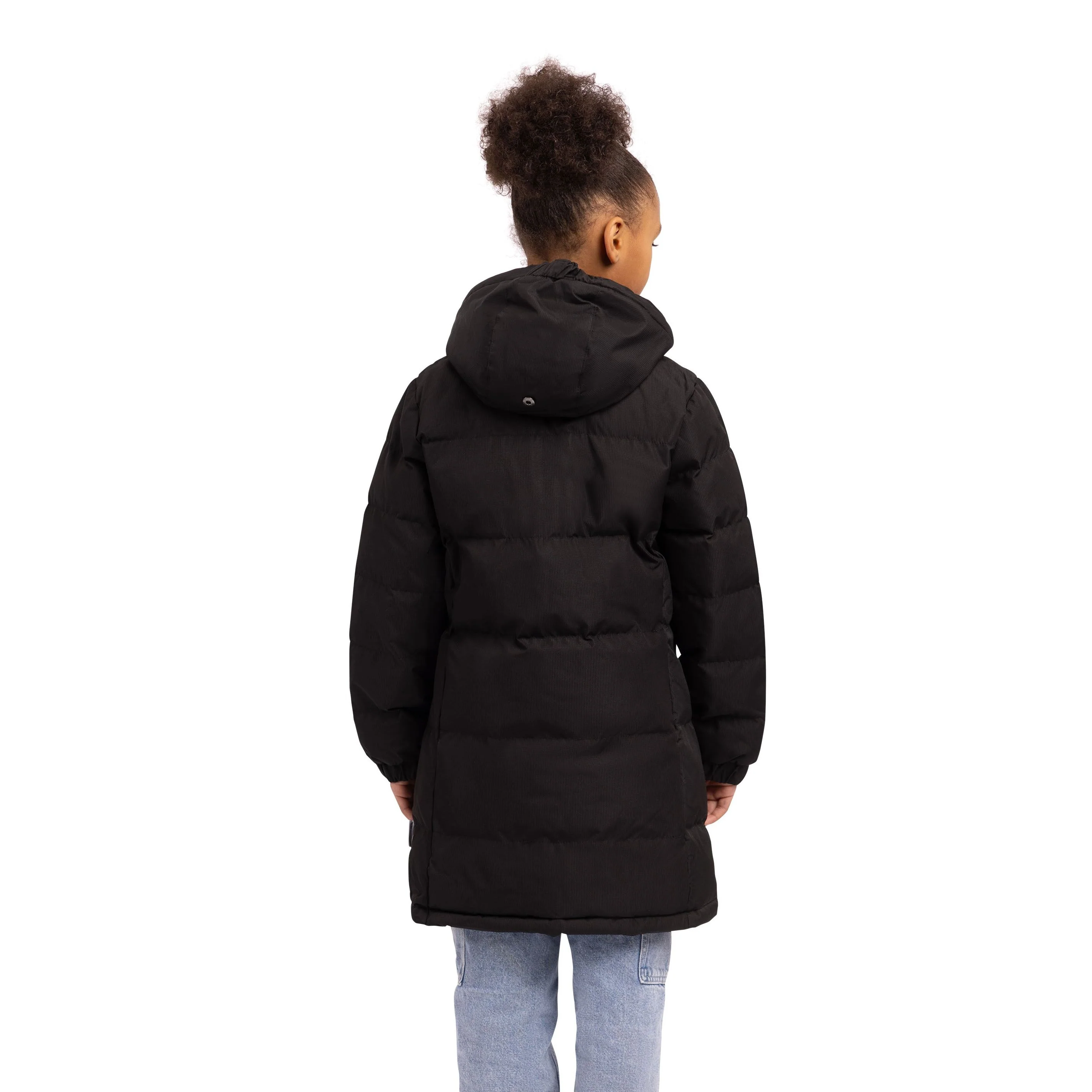 Tiffy Girls Padded Longer Length Waterproof Casual Jacket in Black - Image 2
