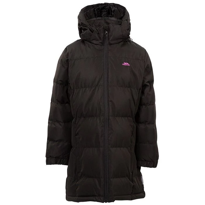 Tiffy Girls Padded Longer Length Waterproof Casual Jacket in Black - Image 3