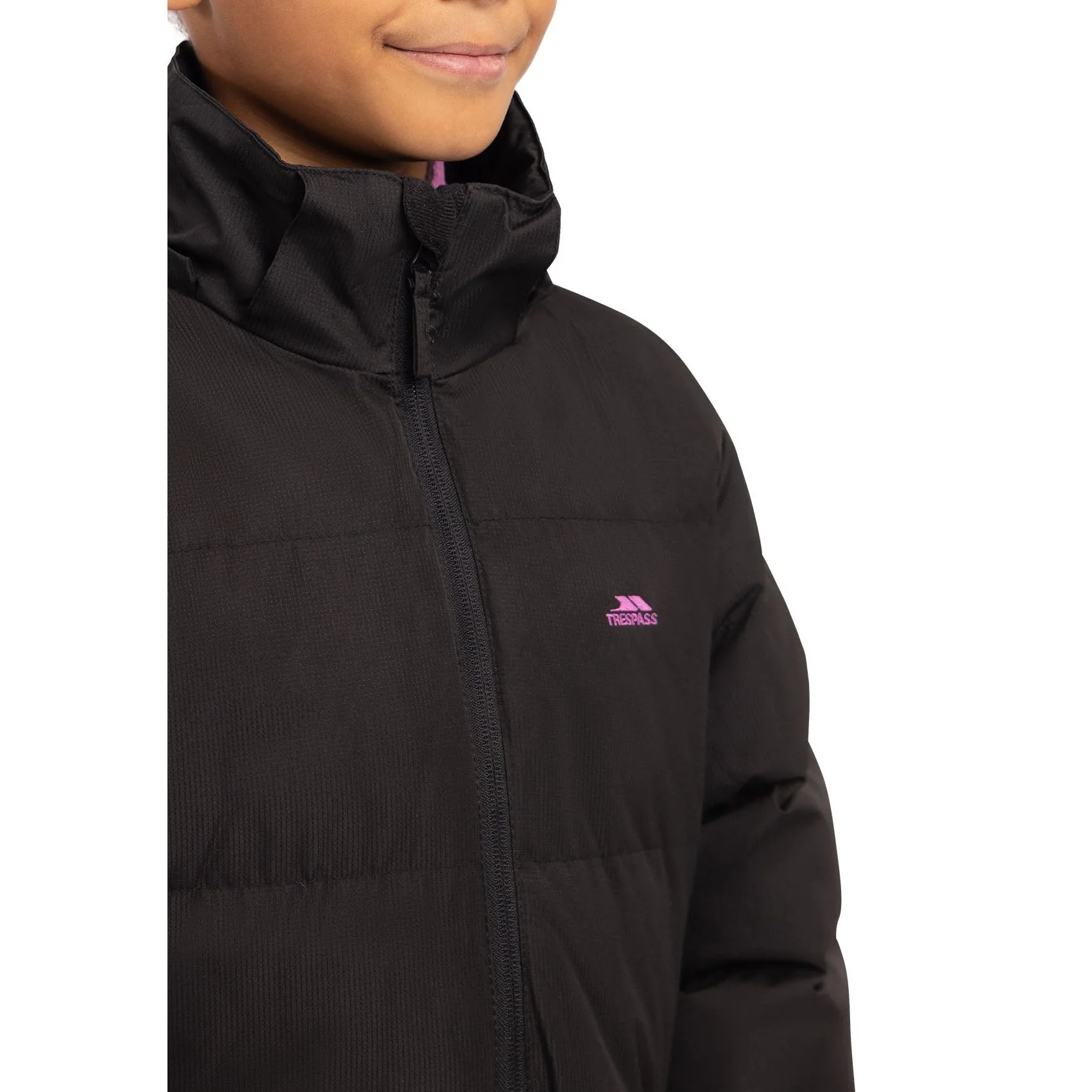 Tiffy Girls Padded Longer Length Waterproof Casual Jacket in Black - Image 5