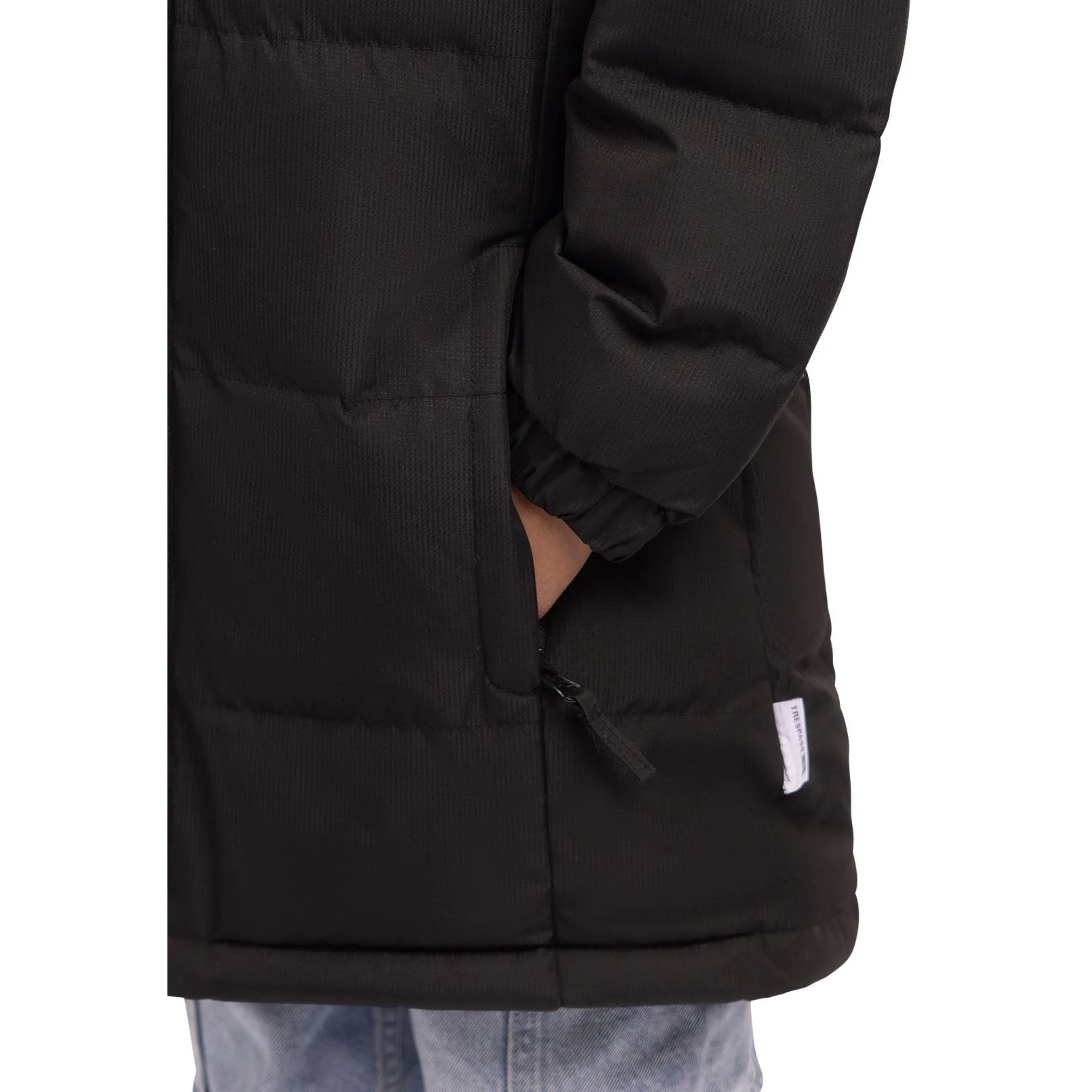 Tiffy Girls Padded Longer Length Waterproof Casual Jacket in Black - Image 6